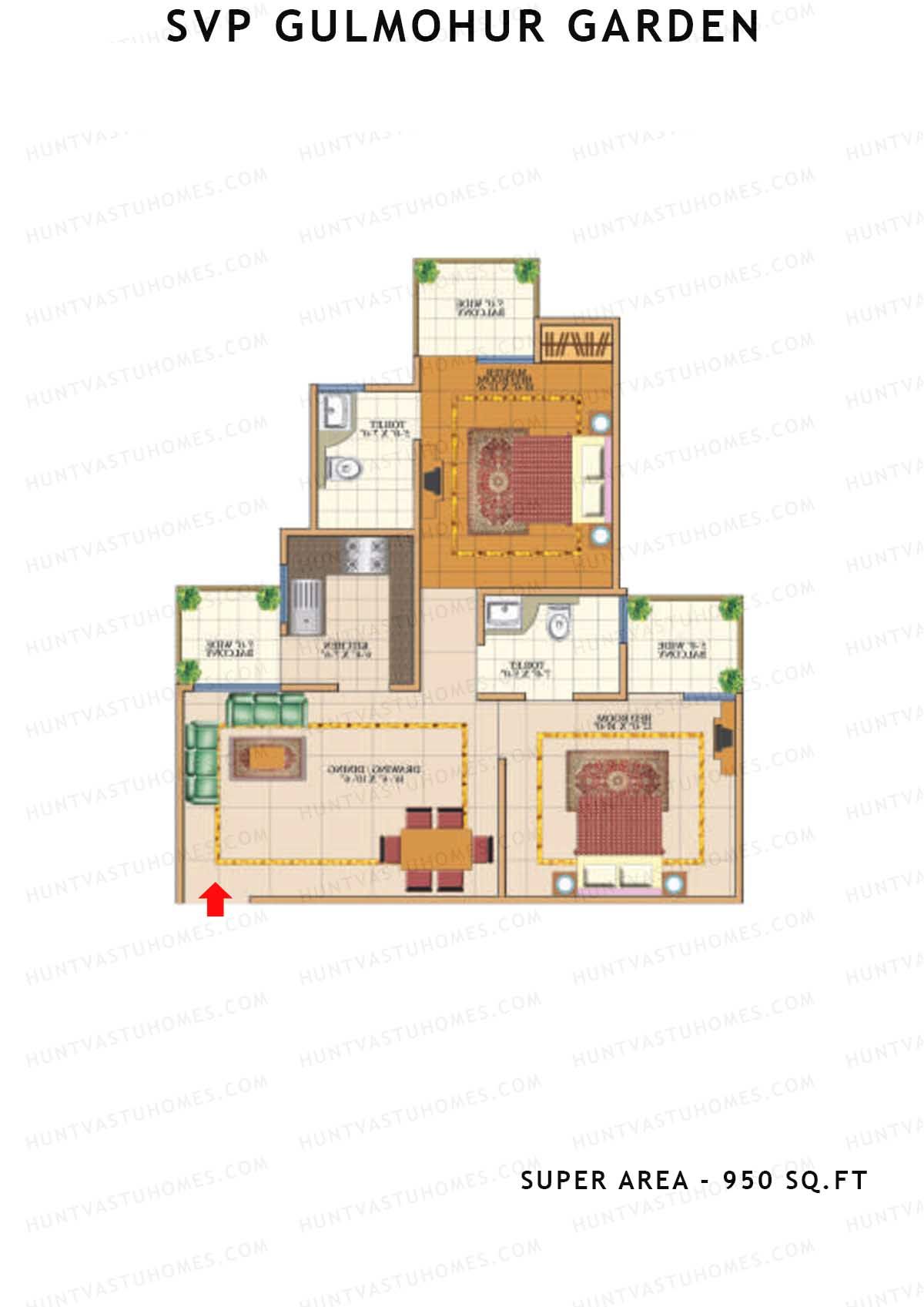 Svp Gulmohur Garden Tower 18 Unit 5 (Type Dwarka) Floor Plan