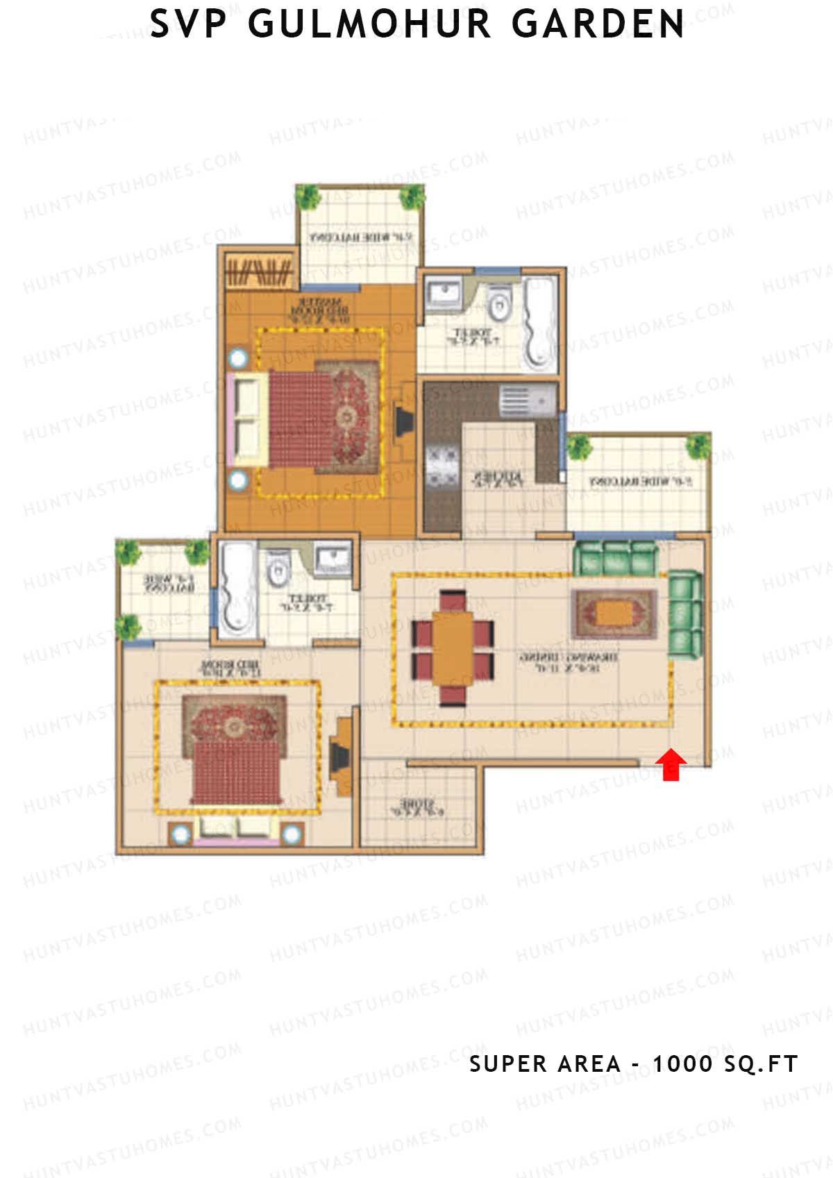 Svp Gulmohur Garden Tower 19 Unit 2 (Type Puri - 1) Floor Plan