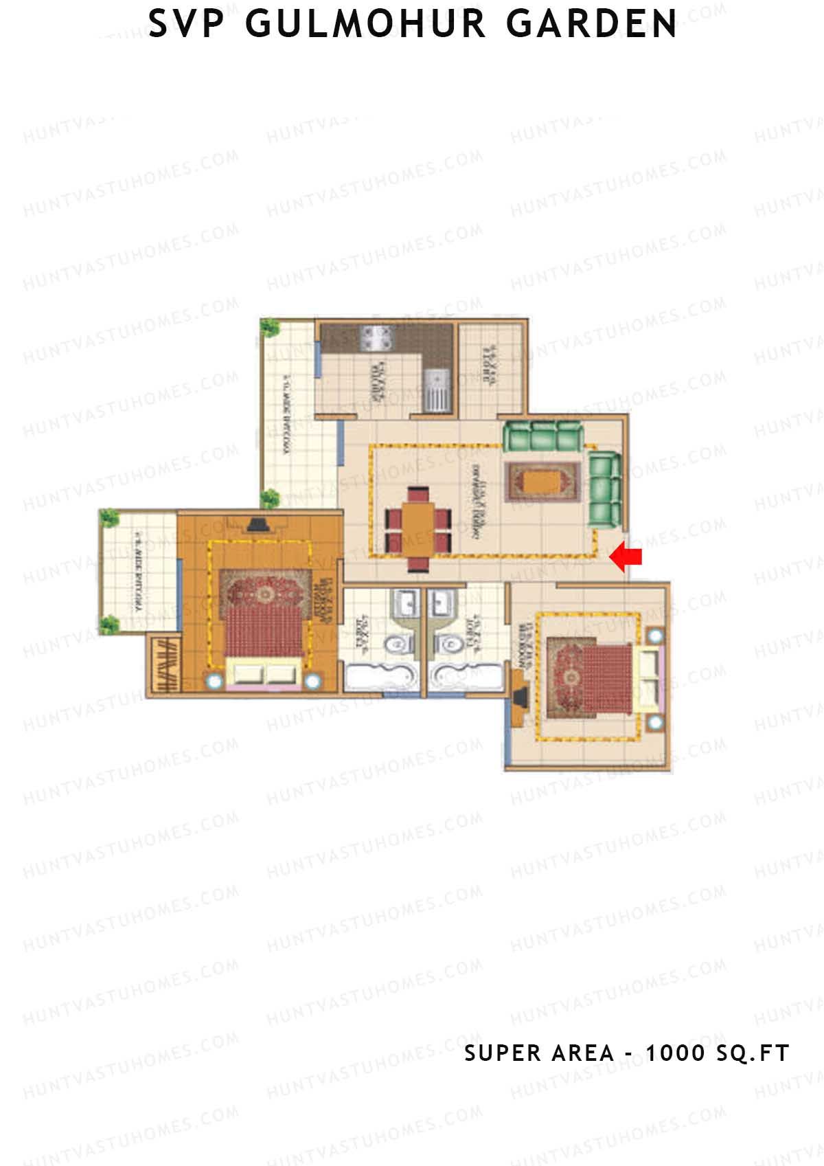 Svp Gulmohur Garden Tower 19 Unit 4 (Type Puri - 1A) Floor Plan