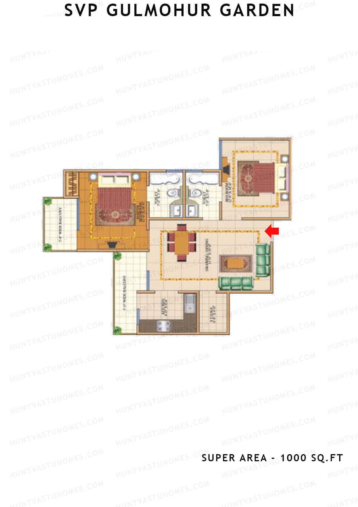 Svp Gulmohur Garden Tower 19 Unit 5 (Type Puri - 1A) Floor Plan