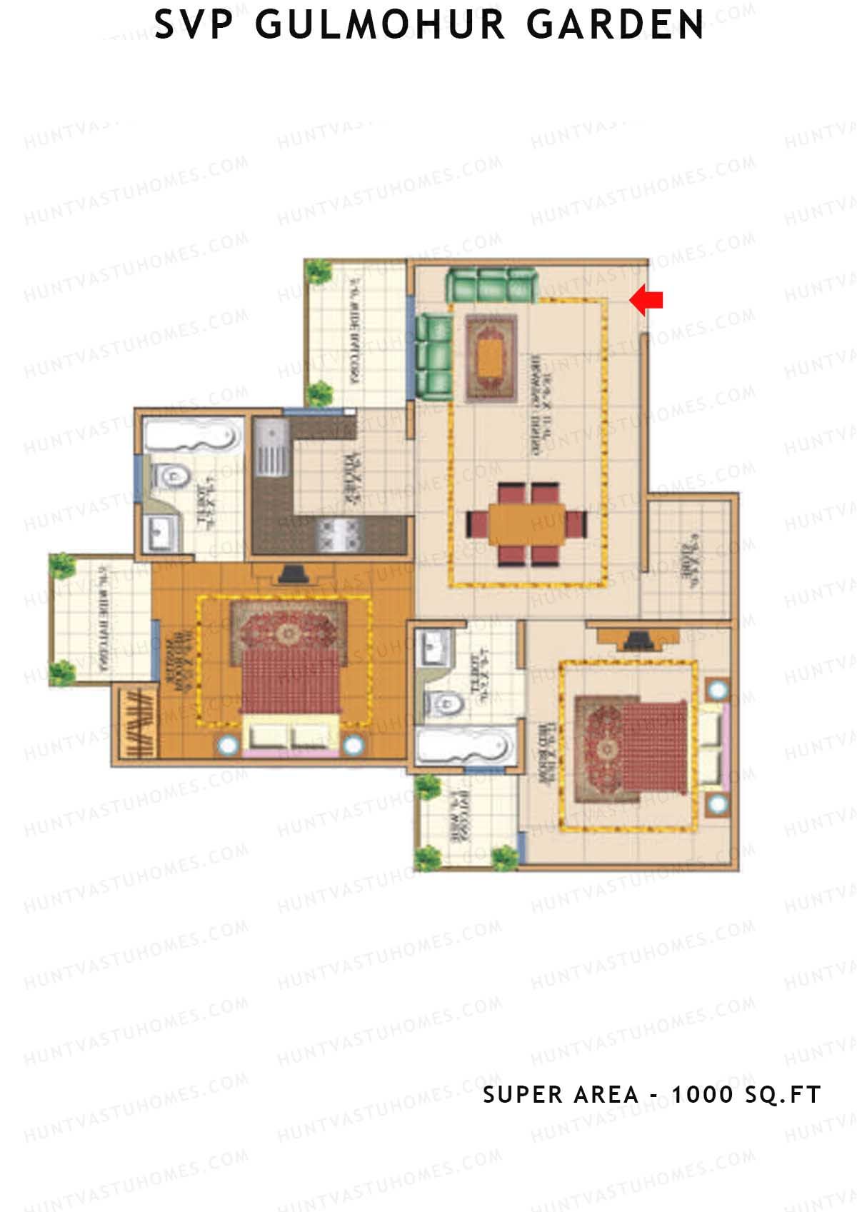 Svp Gulmohur Garden Tower 19 Unit 6 (Type Puri - 1) Floor Plan