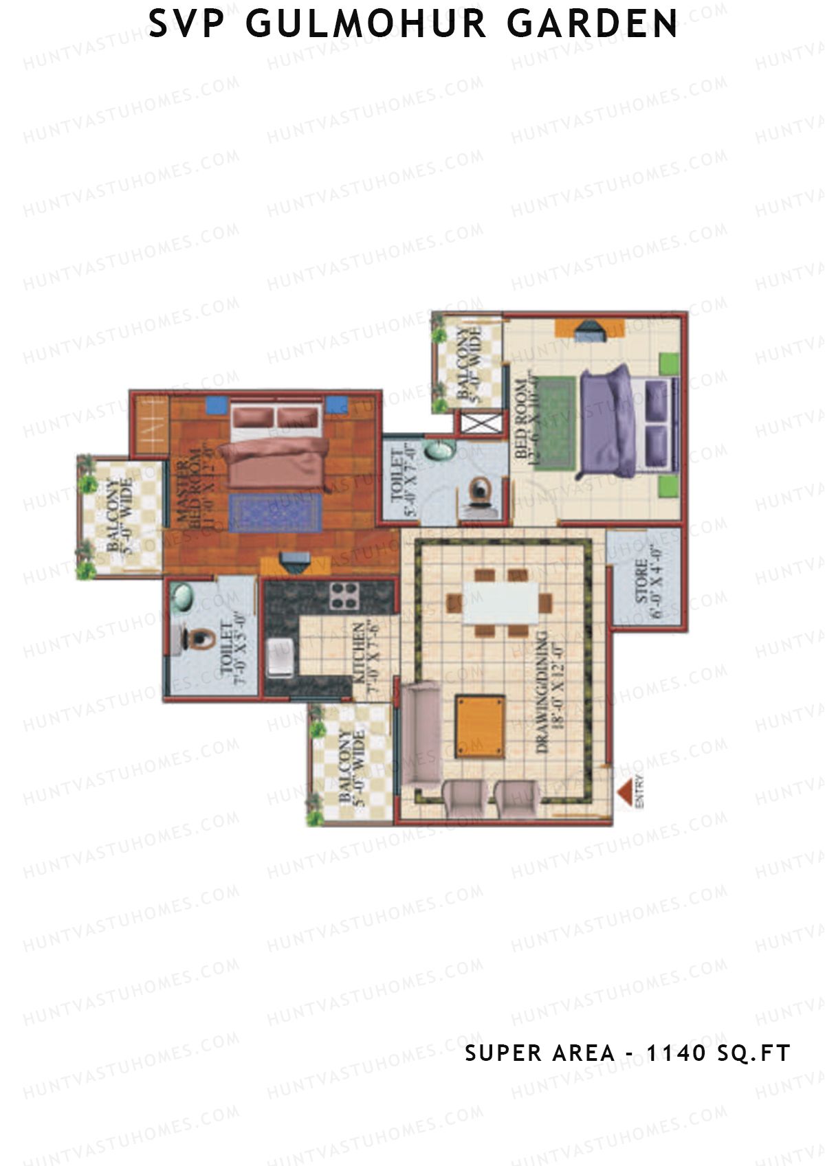 Svp Gulmohur Garden Tower 24 Unit 1 (Type Marigold - 1A) Floor Plan