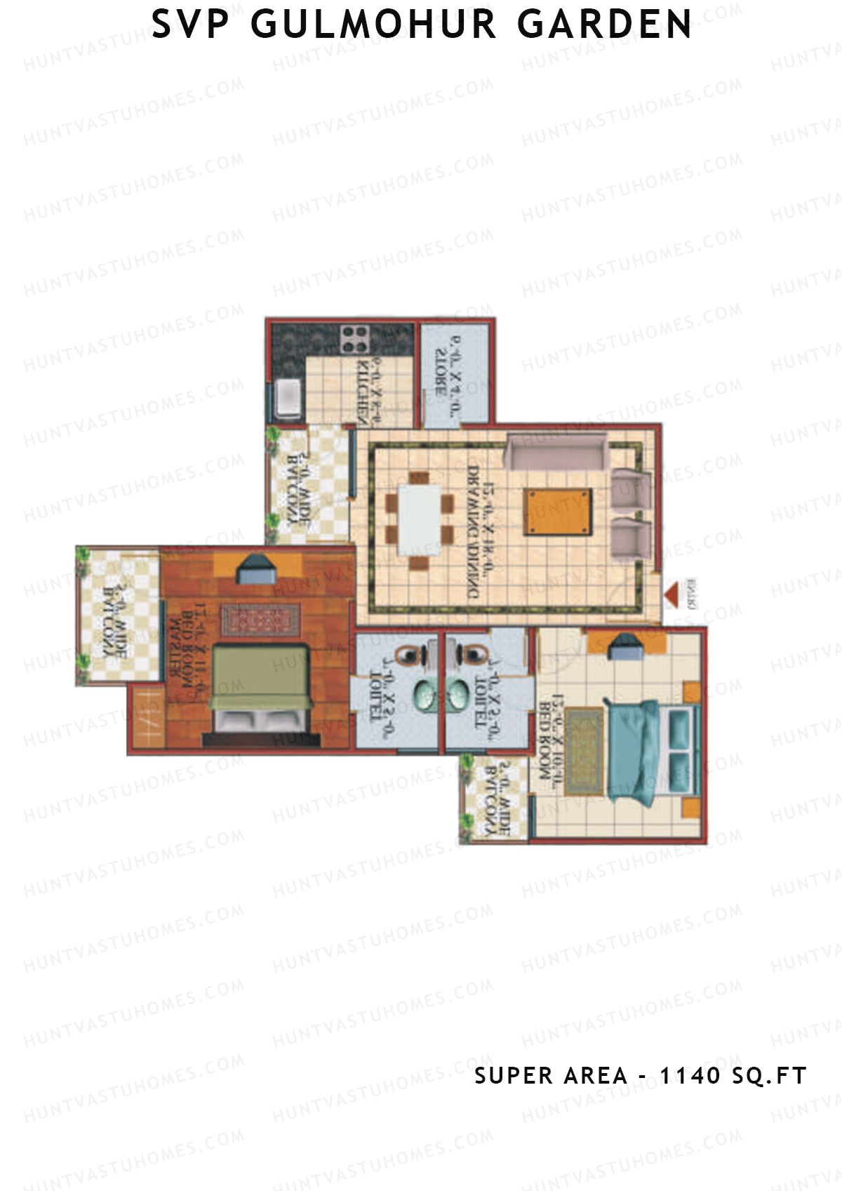 Svp Gulmohur Garden Tower 24 Unit 10 (Type Marigold - 1) Floor Plan