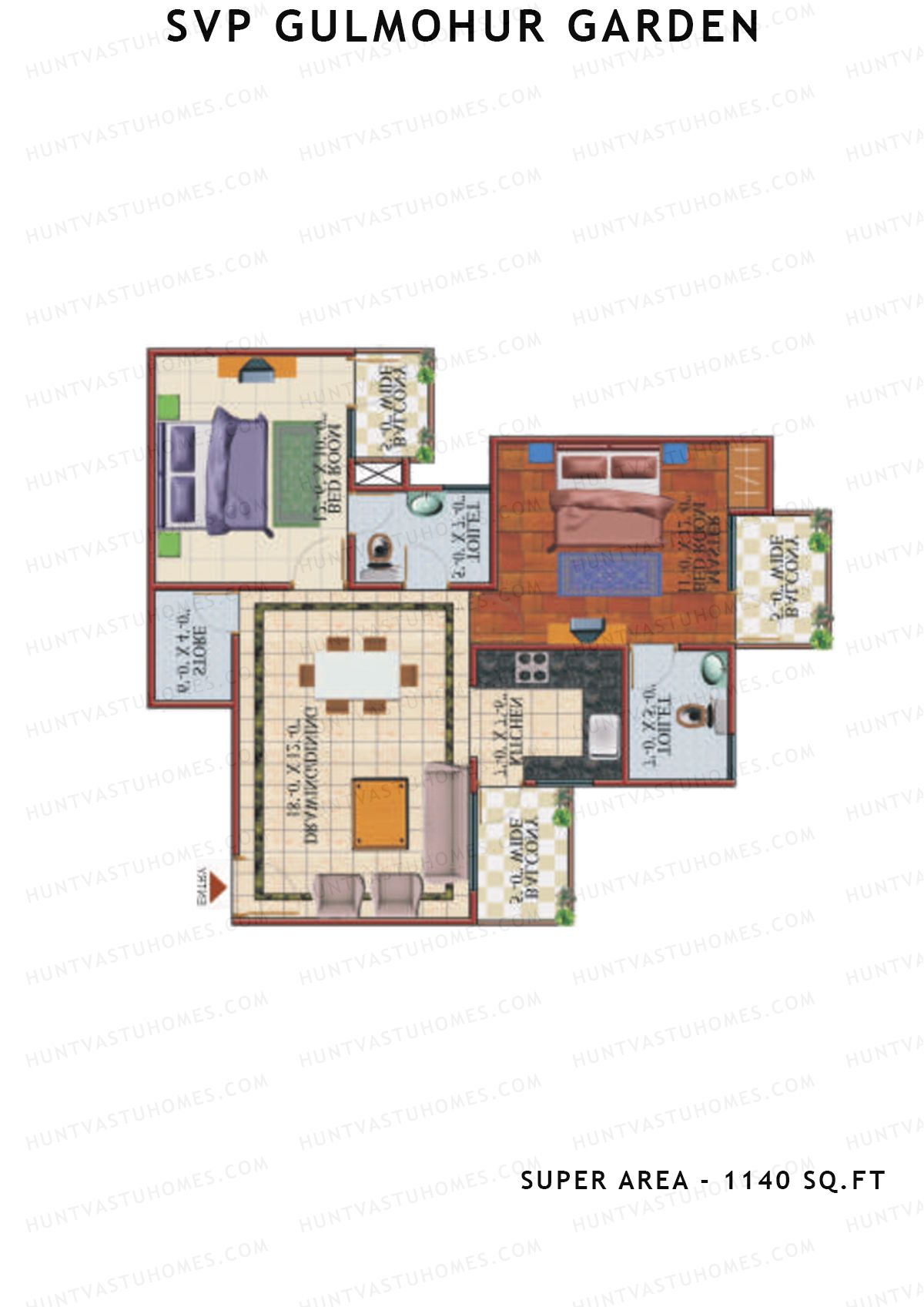 Svp Gulmohur Garden Tower 24 Unit 2 (Type Marigold - 1A) Floor Plan