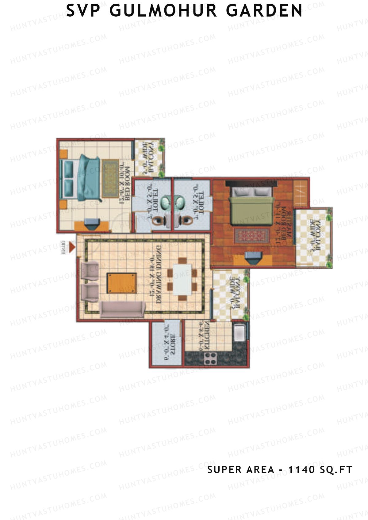 Svp Gulmohur Garden Tower 24 Unit 4 (Type Marigold - 1) Floor Plan