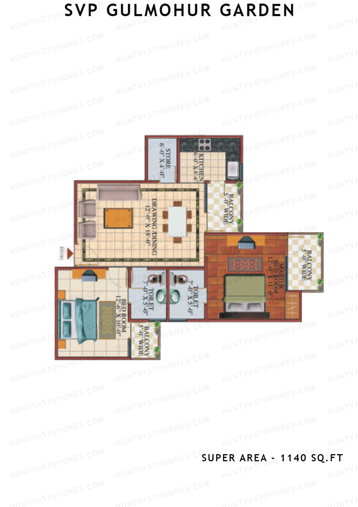 Svp Gulmohur Garden Tower 24 Unit 3 (Type Marigold - 1) Floor Plan