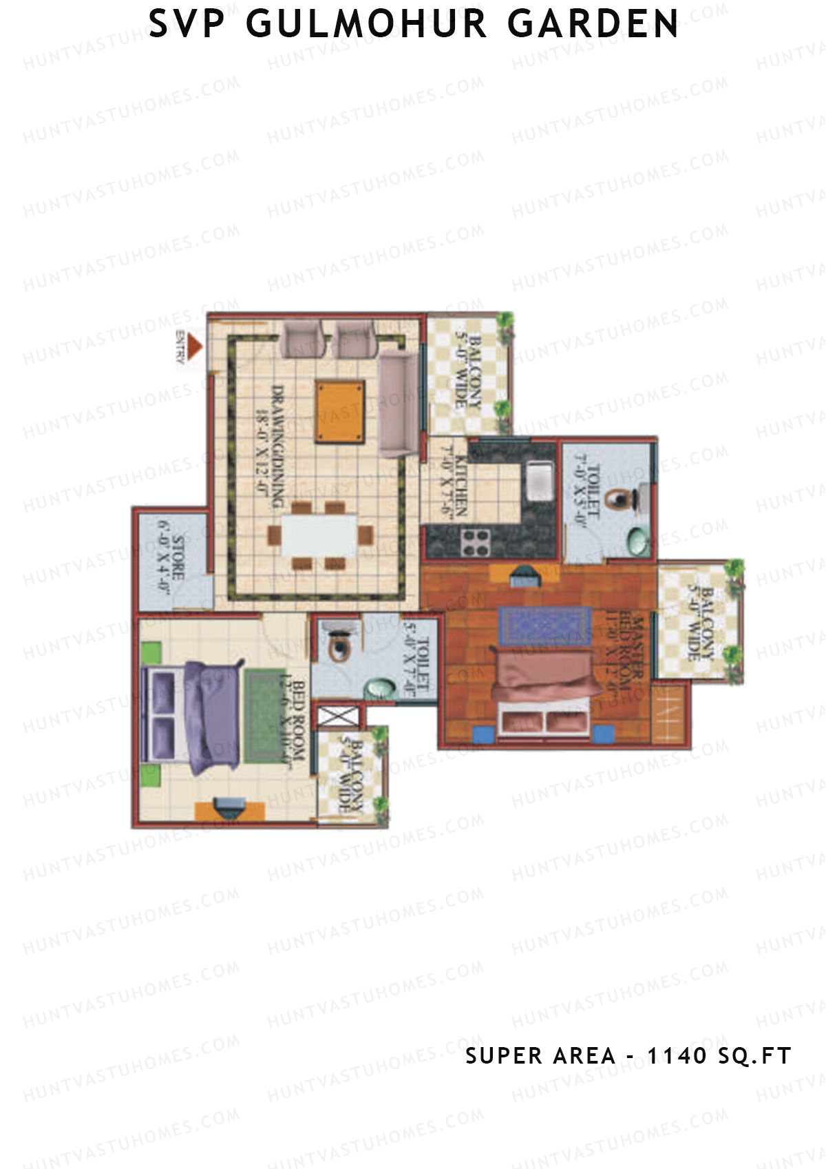 Svp Gulmohur Garden Tower 24 Unit 6 (Type Marigold - 1A) Floor Plan