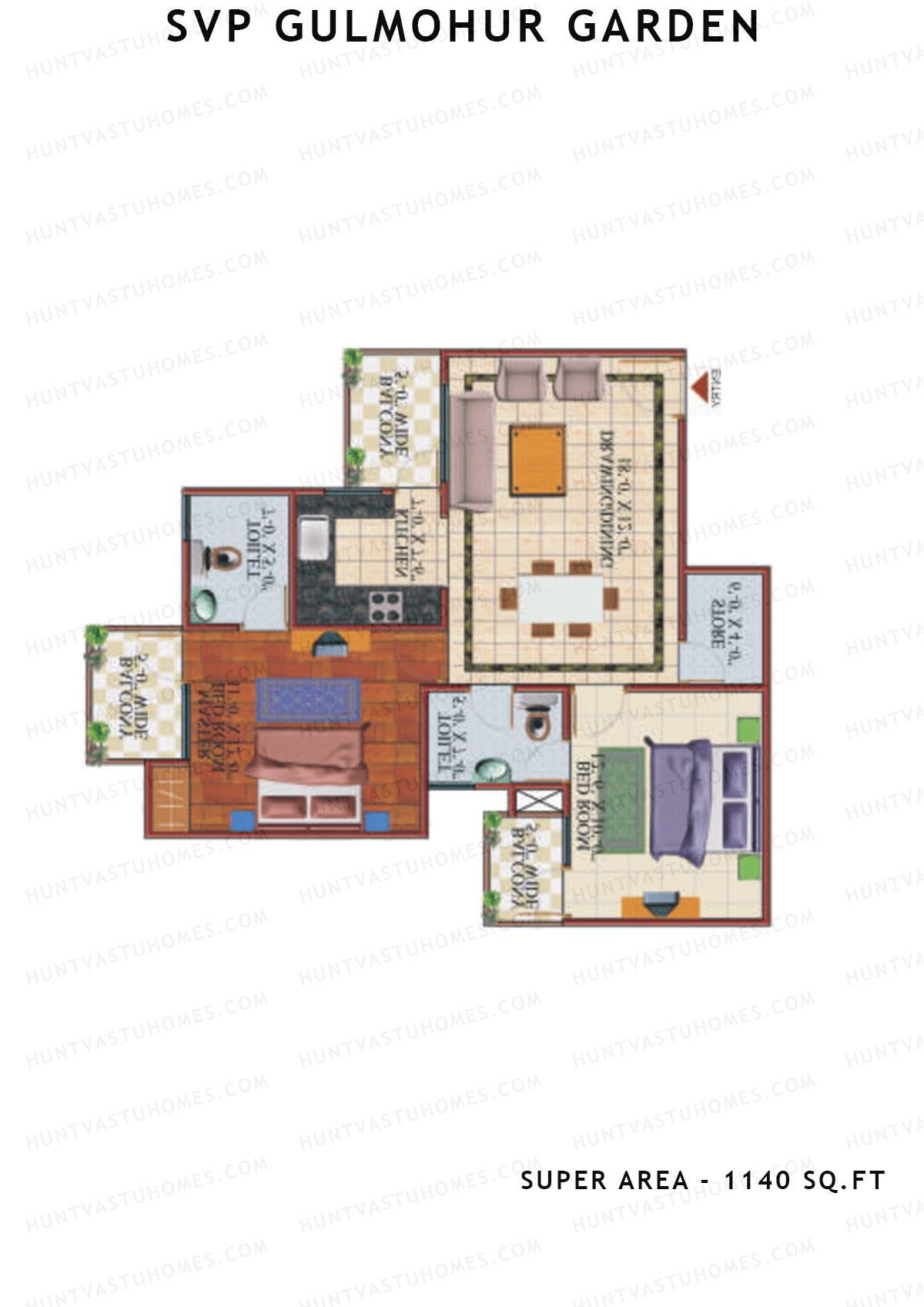 Svp Gulmohur Garden Tower 24 Unit 7 (Type Marigold - 1A) Floor Plan