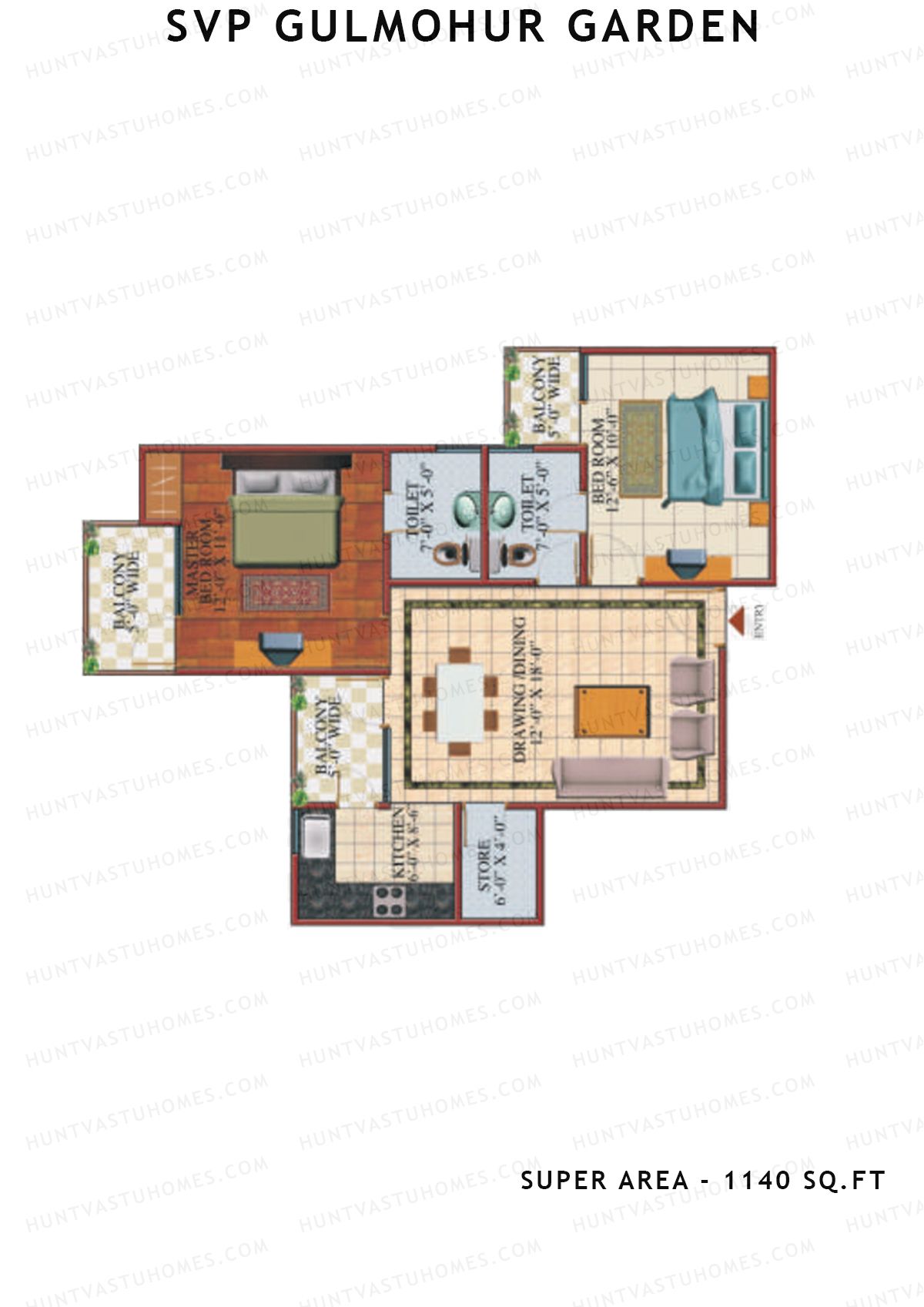Svp Gulmohur Garden Tower 24 Unit 9 (Type Marigold - 1) Floor Plan