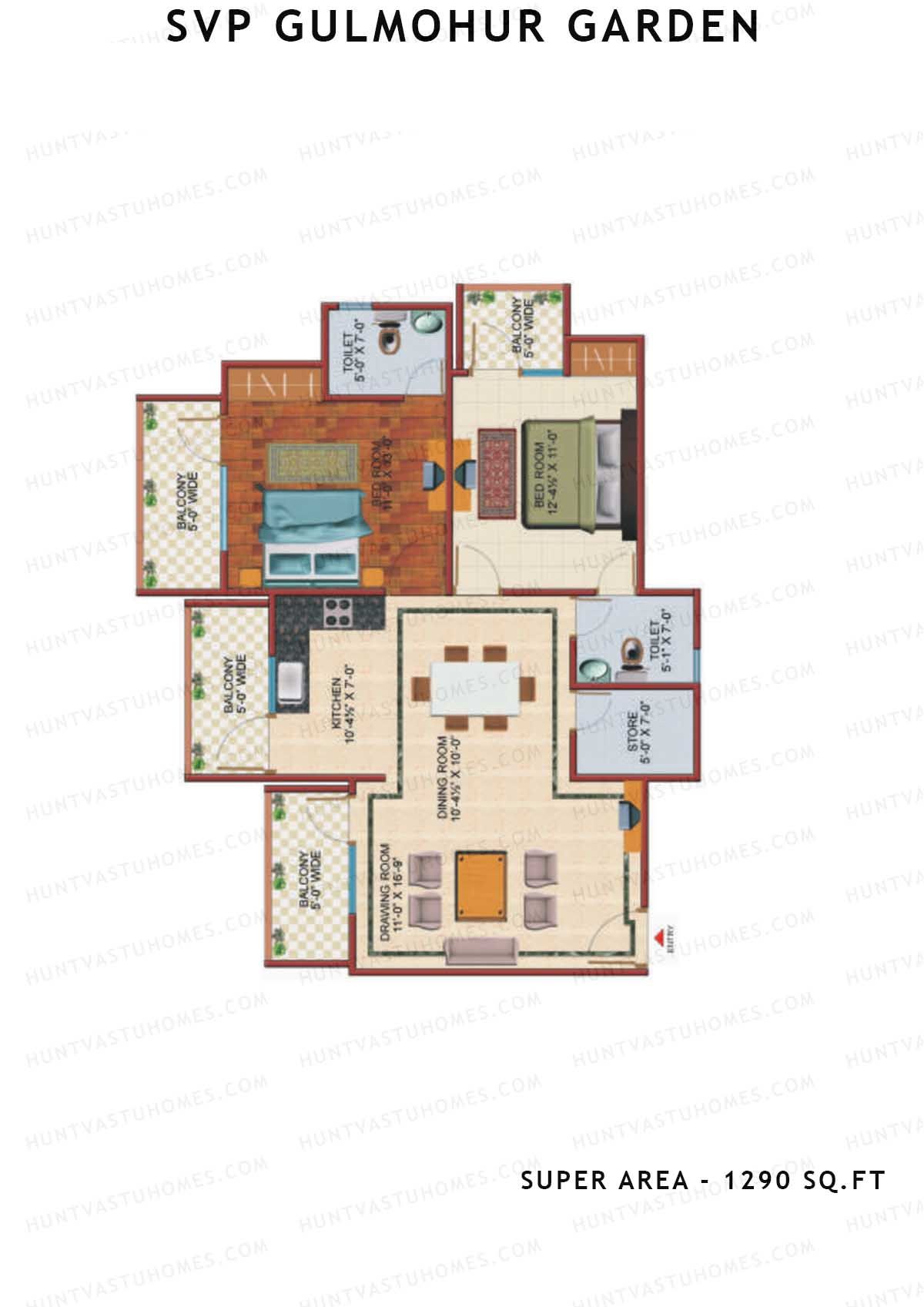 Svp Gulmohur Garden Tower 7 Unit 6 (Type Tulip) Floor Plan