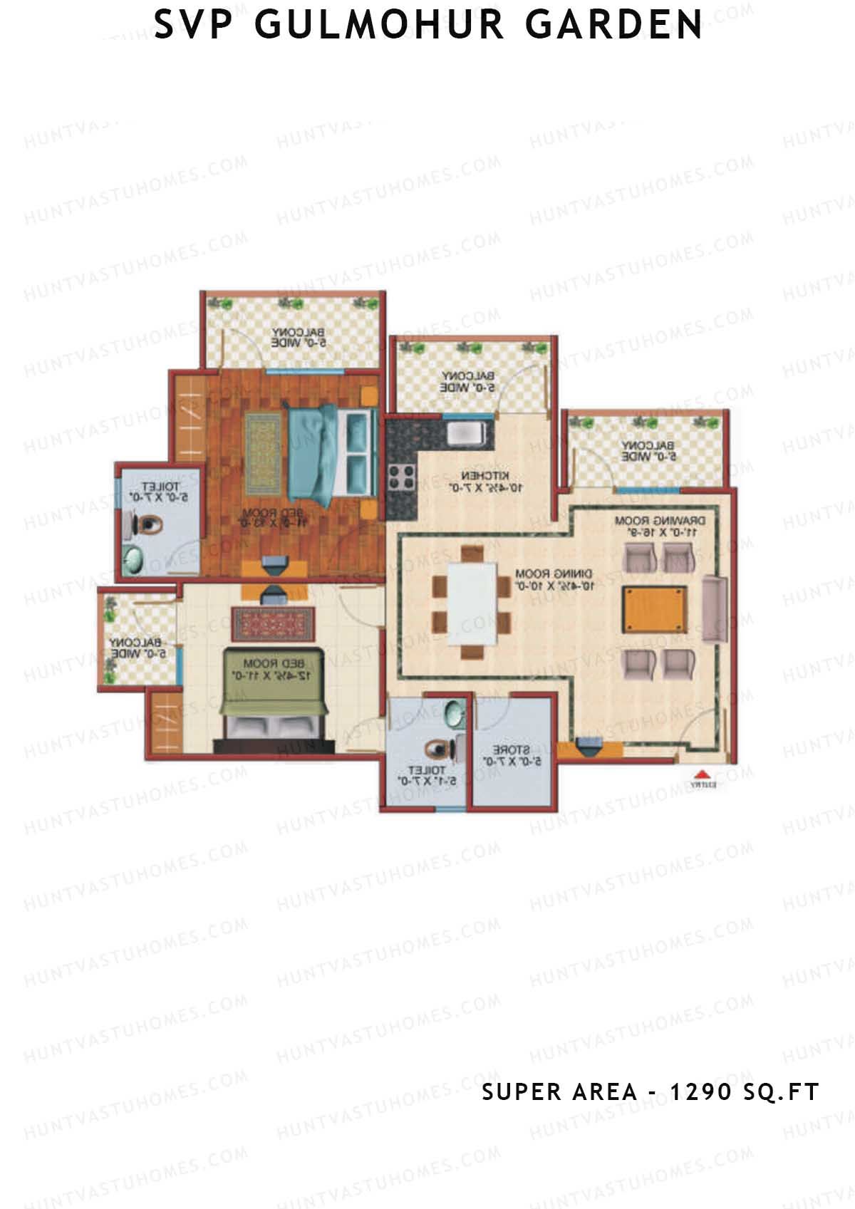 Svp Gulmohur Garden Tower 8 Unit 1 (Type Tulip) Floor Plan