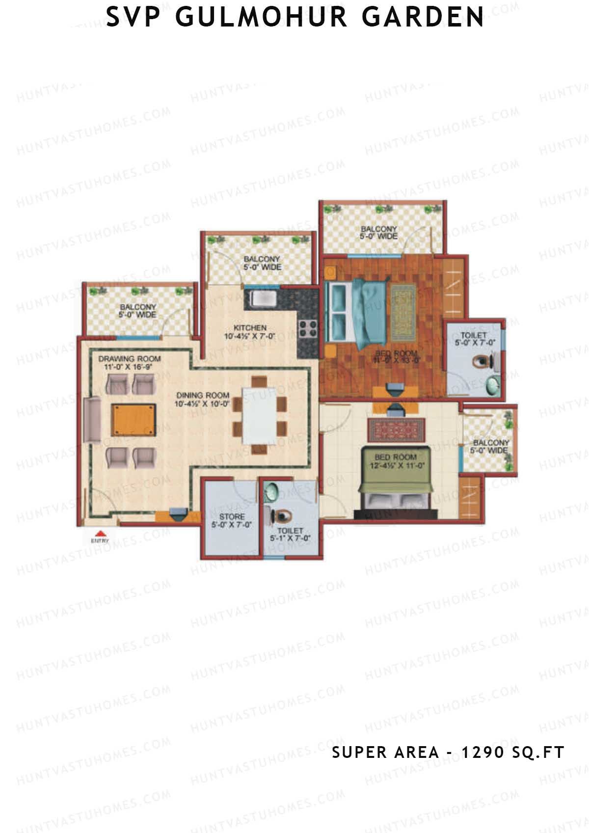 Svp Gulmohur Garden Tower 8 Unit 2 (Type Tulip) Floor Plan
