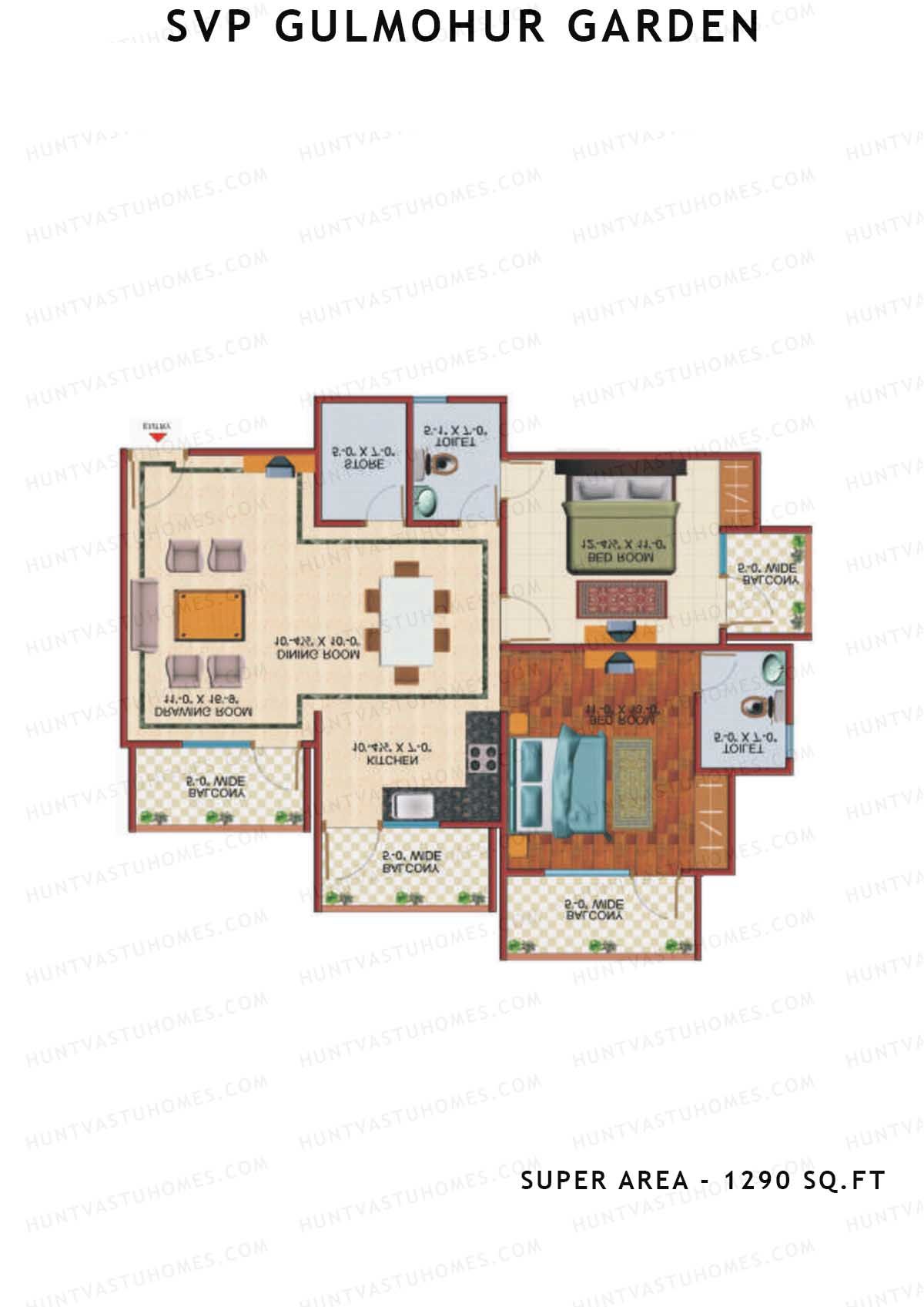 Svp Gulmohur Garden Tower 9 Unit 2 (Type Tulip) Floor Plan