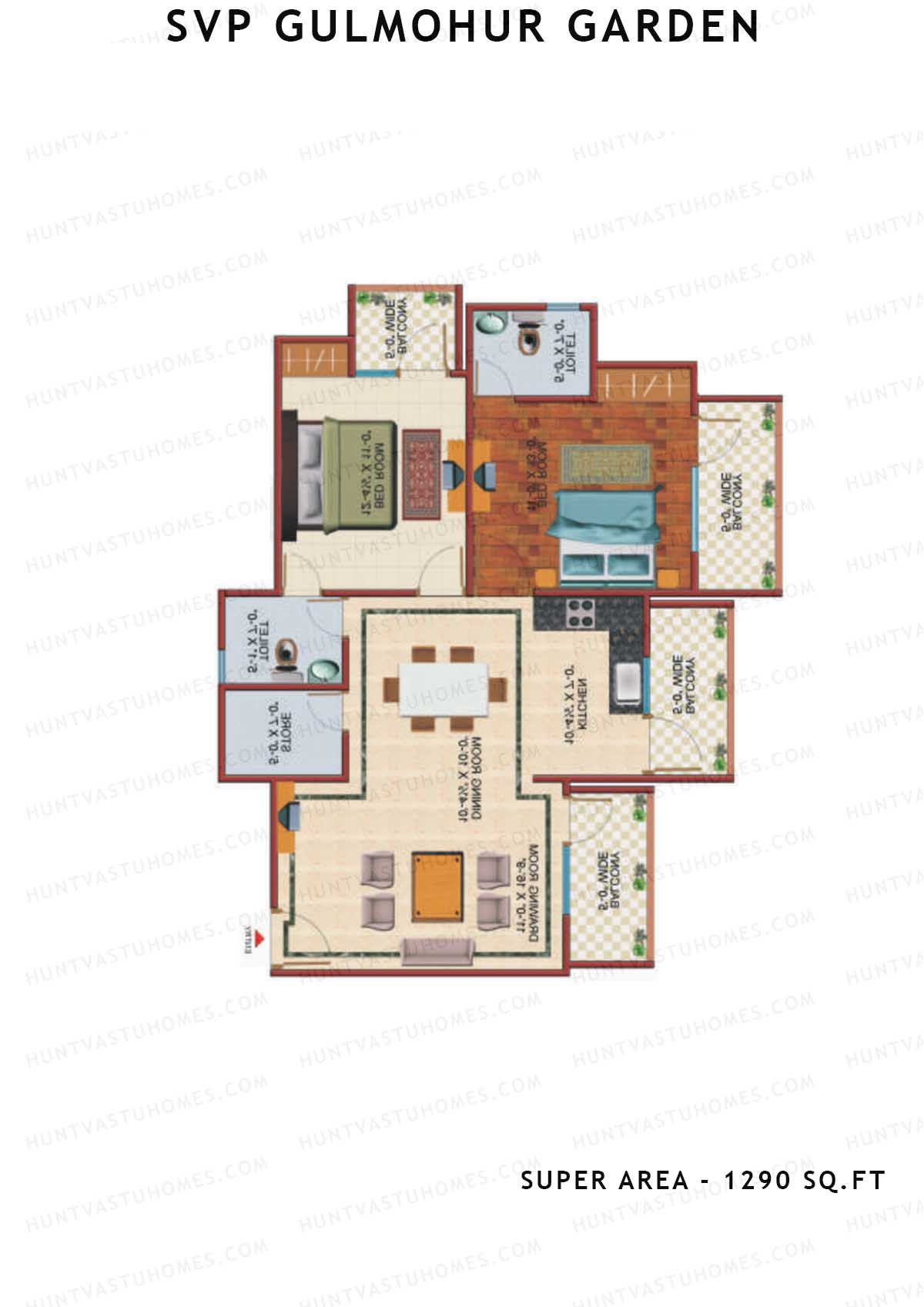 Svp Gulmohur Garden Tower 9 Unit 5 (Type Tulip) Floor Plan