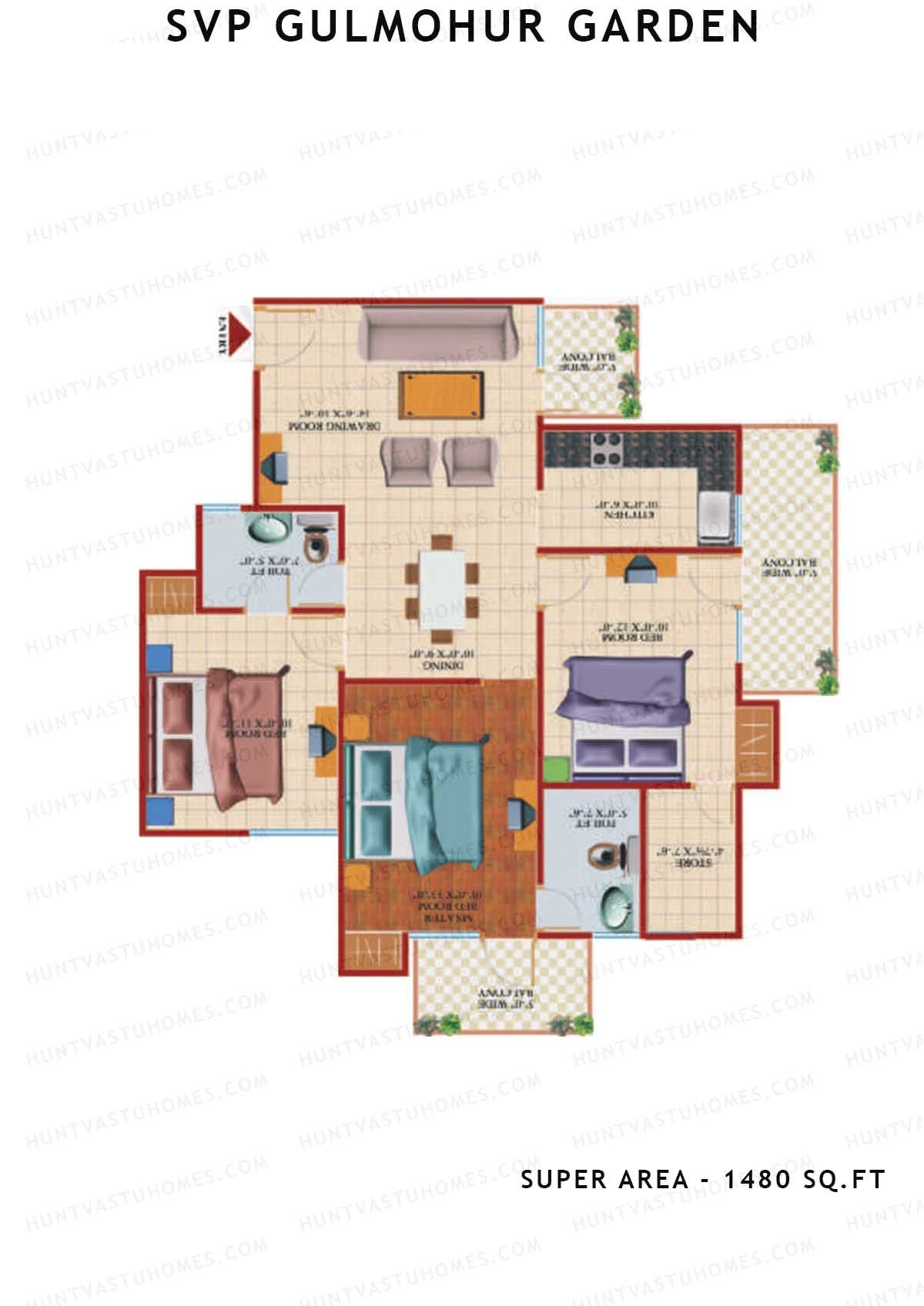Svp Gulmohur Garden Tower 11 Unit 3 (Type Rosemary - 1) Floor Plan
