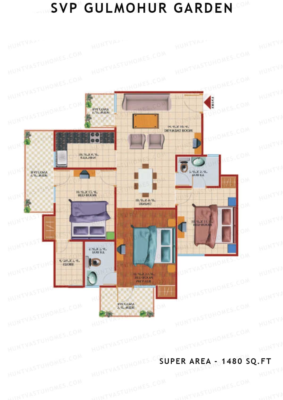 Svp Gulmohur Garden Tower 11 Unit 6 (Type Rosemary - 1) Floor Plan