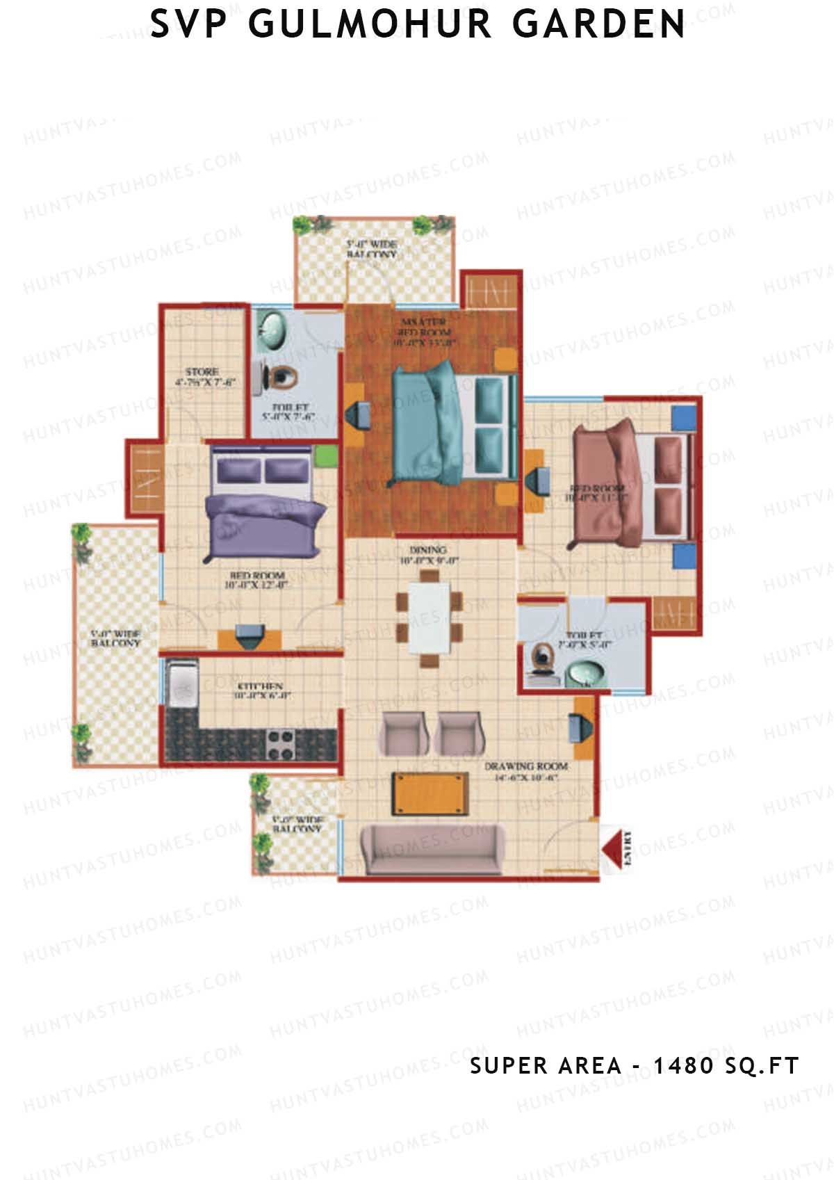 Svp Gulmohur Garden Tower 11 Unit 7 (Type Rosemary - 1) Floor Plan