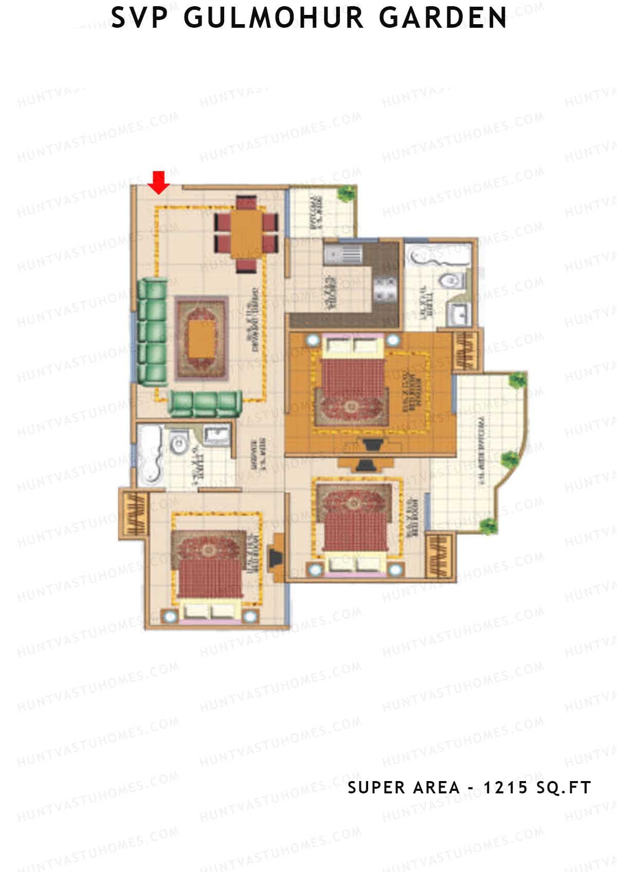 Svp Gulmohur Garden Tower 16 Unit 1 (Type Gokul - 1) Floor Plan