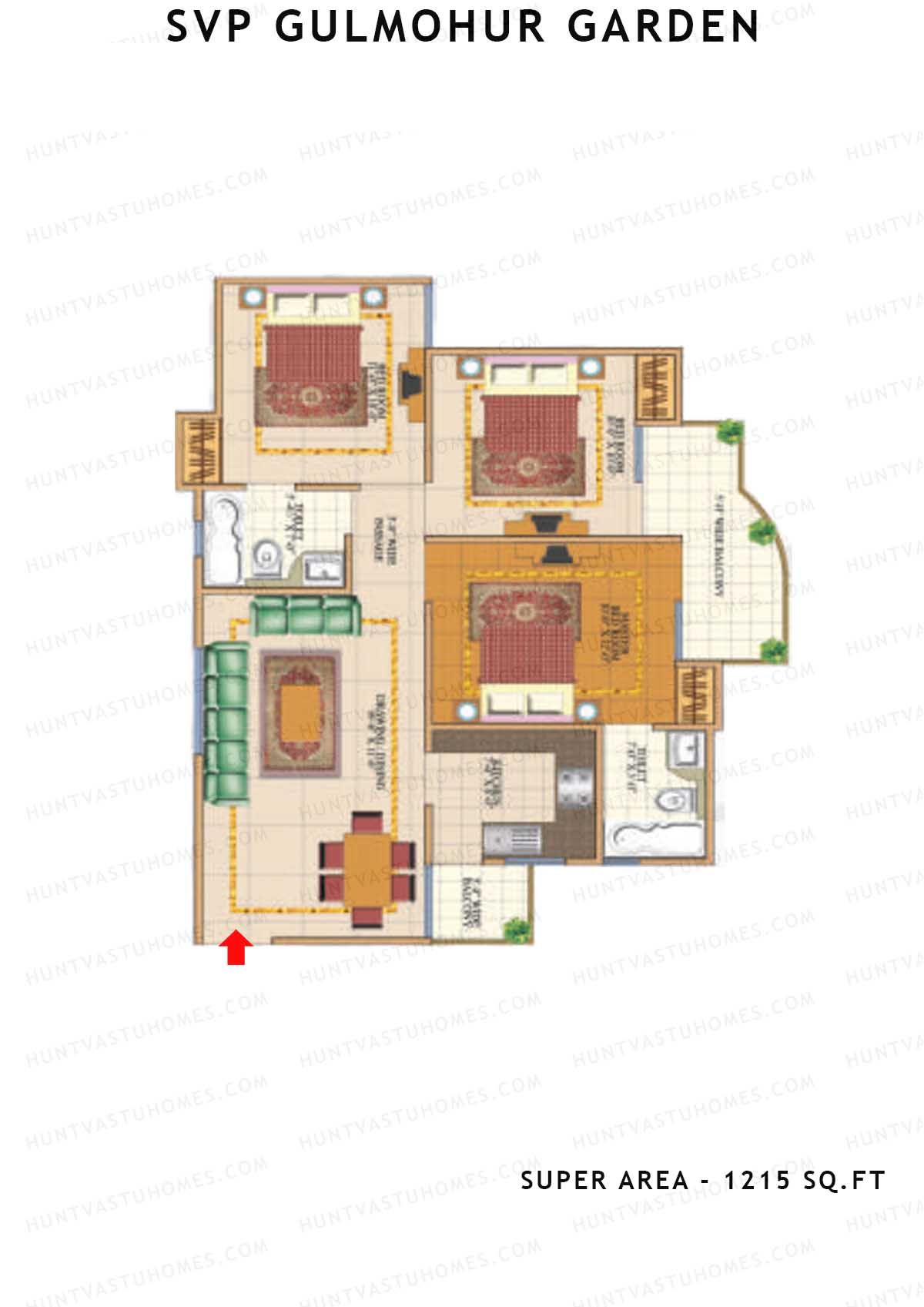 Svp Gulmohur Garden Tower 16 Unit 6 (Type Gokul - 1) Floor Plan
