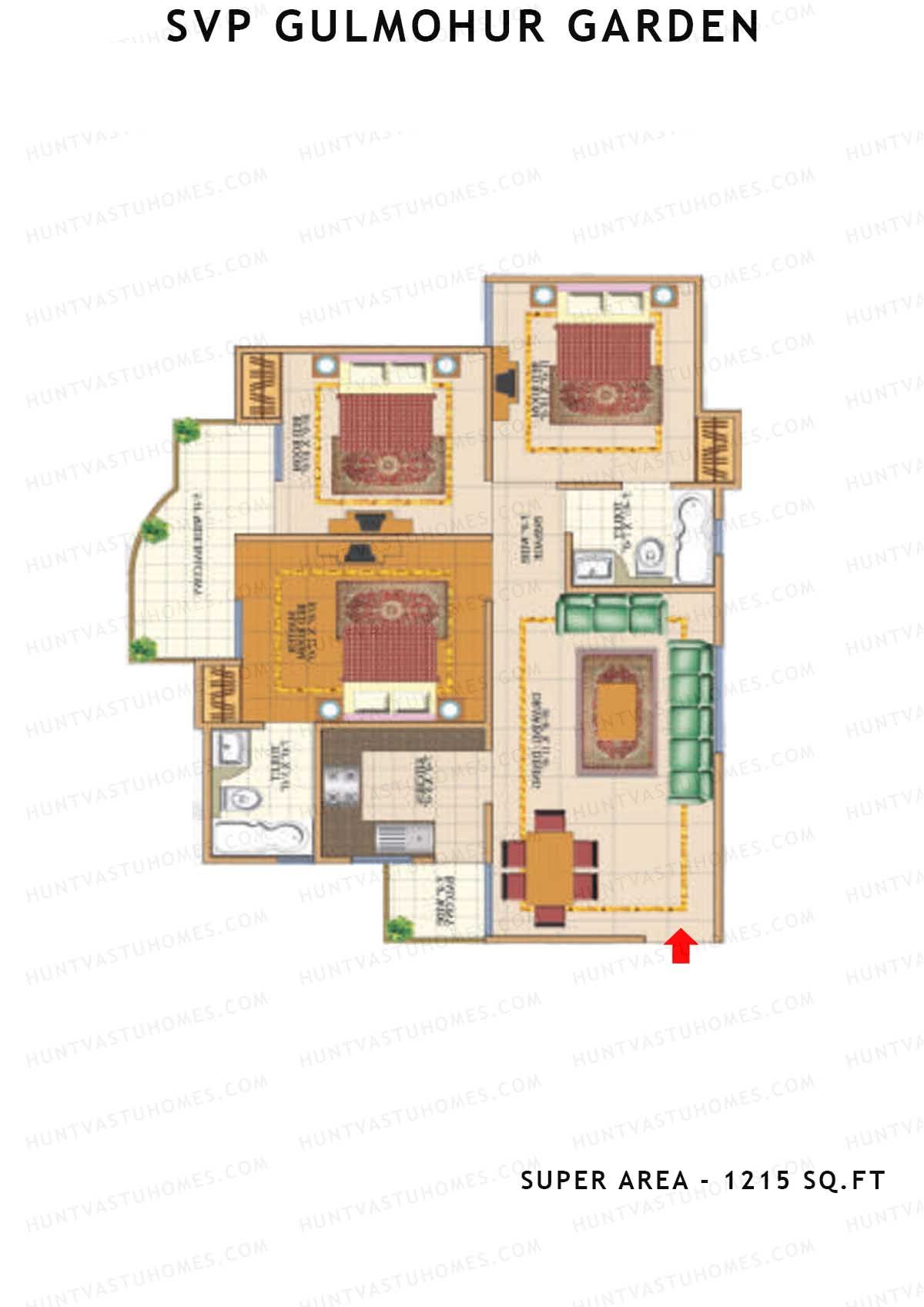 Svp Gulmohur Garden Tower 17 Unit 4 (Type Gokul - 1) Floor Plan