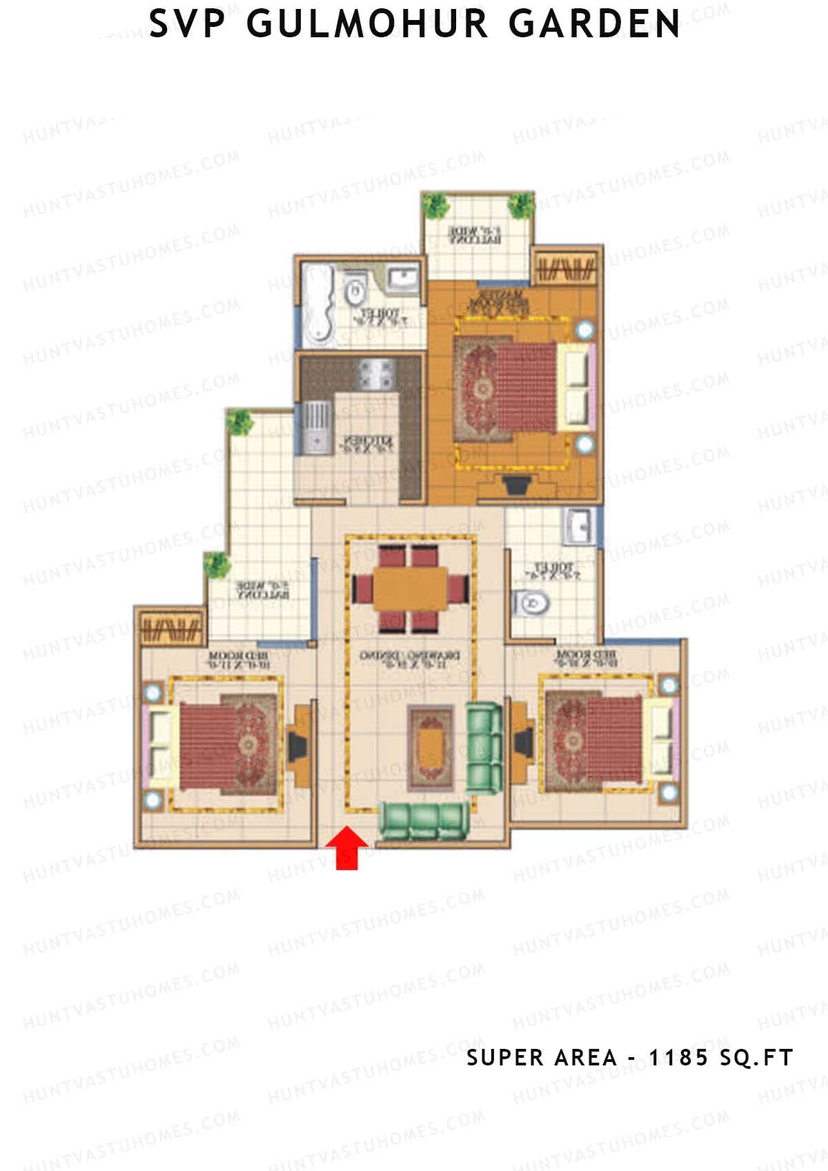 Svp Gulmohur Garden Tower 17 Unit 5 (Type Gokul - 1A) Floor Plan