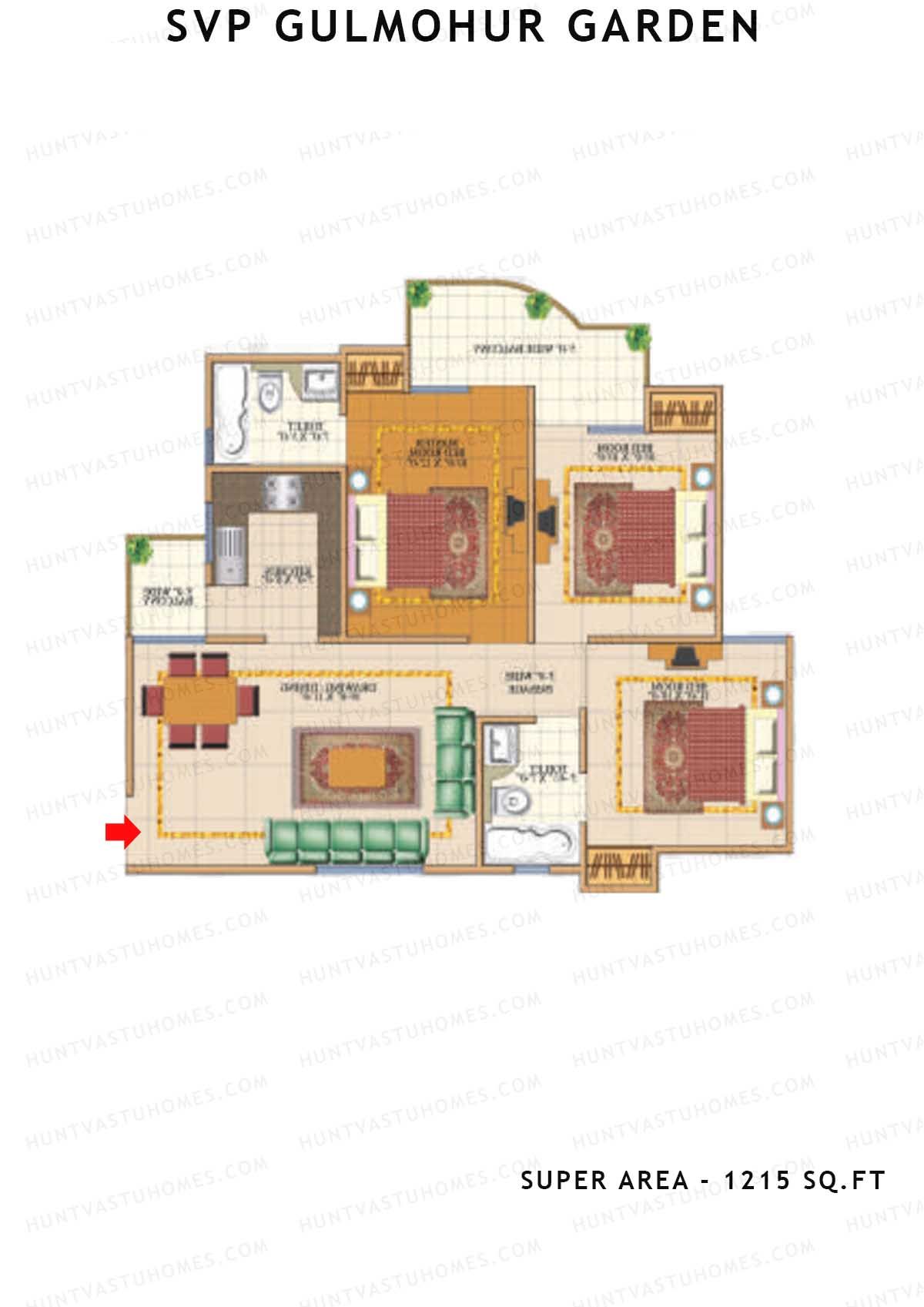 Svp Gulmohur Garden Tower 17 Unit 6 (Type Gokul - 1) Floor Plan