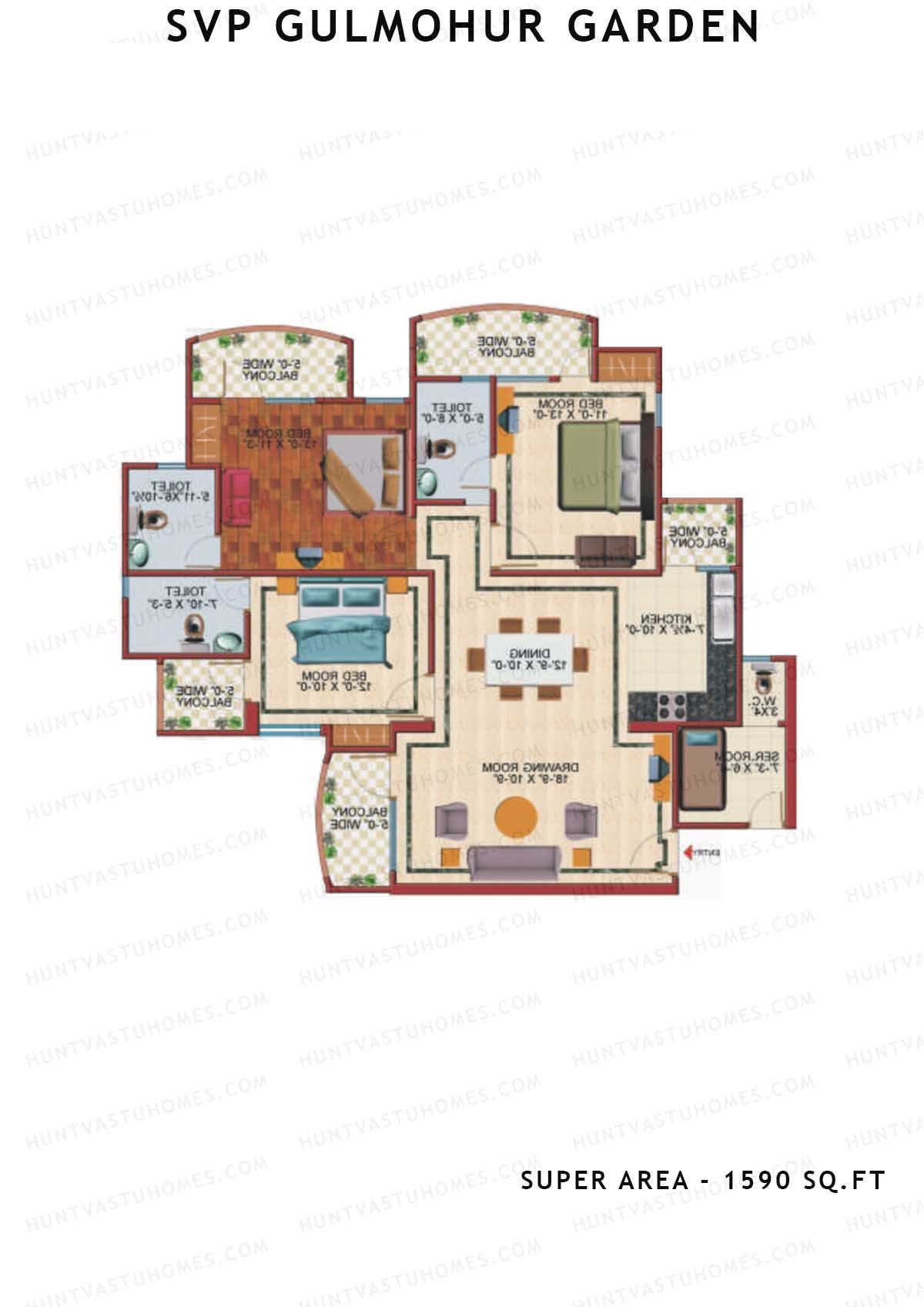 Svp Gulmohur Garden Tower 2 Unit 6 (Type Lotus) Floor Plan