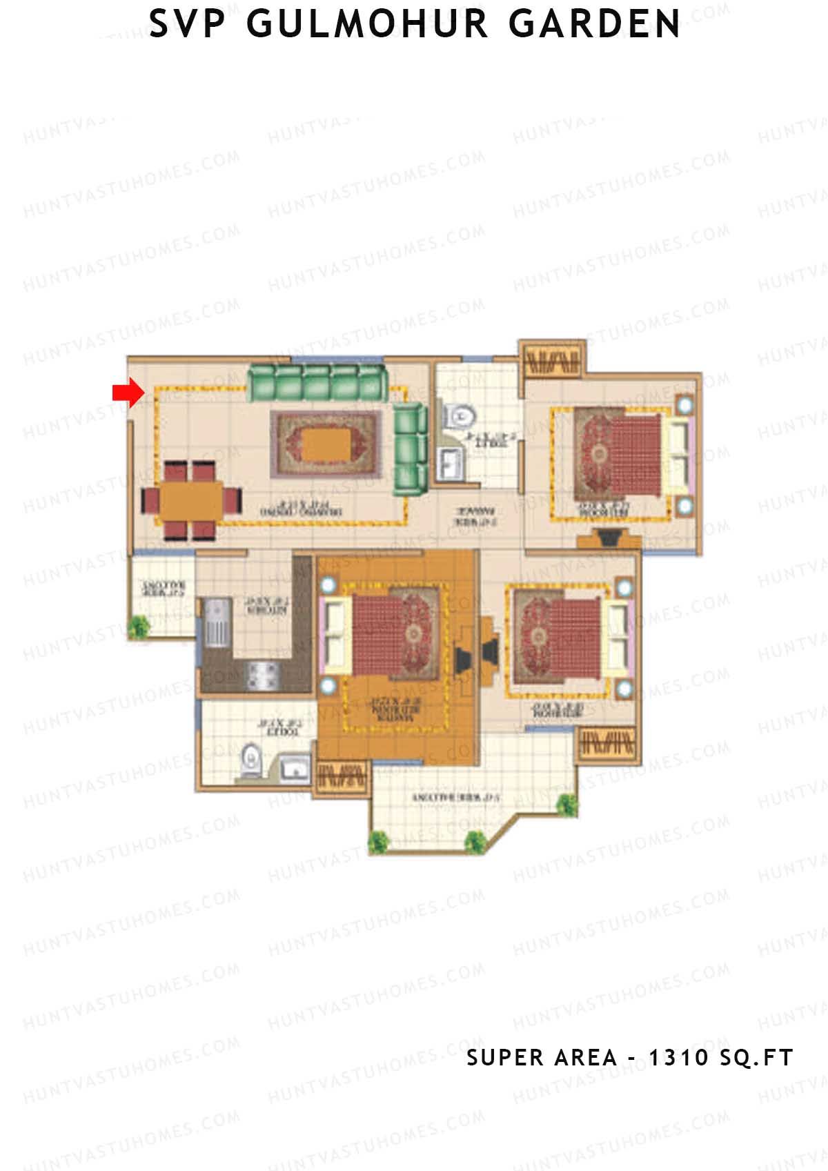 Svp Gulmohur Garden Tower 21 Unit 4 (Type Vrindavan) Floor Plan