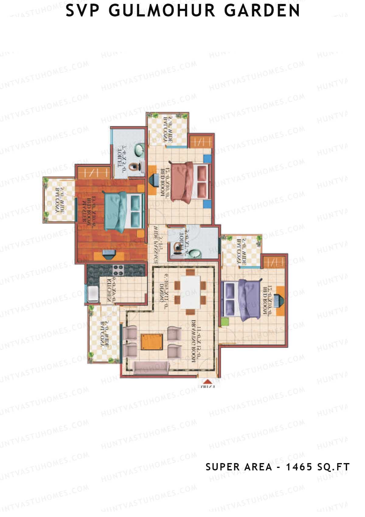 Svp Gulmohur Garden Tower 23 Unit 1 (Type Iris) Floor Plan