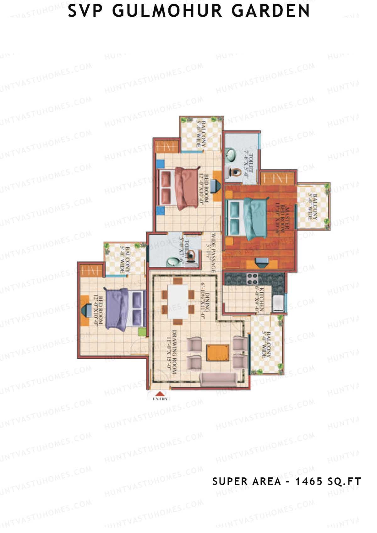 Svp Gulmohur Garden Tower 23 Unit 2 (Type Iris) Floor Plan