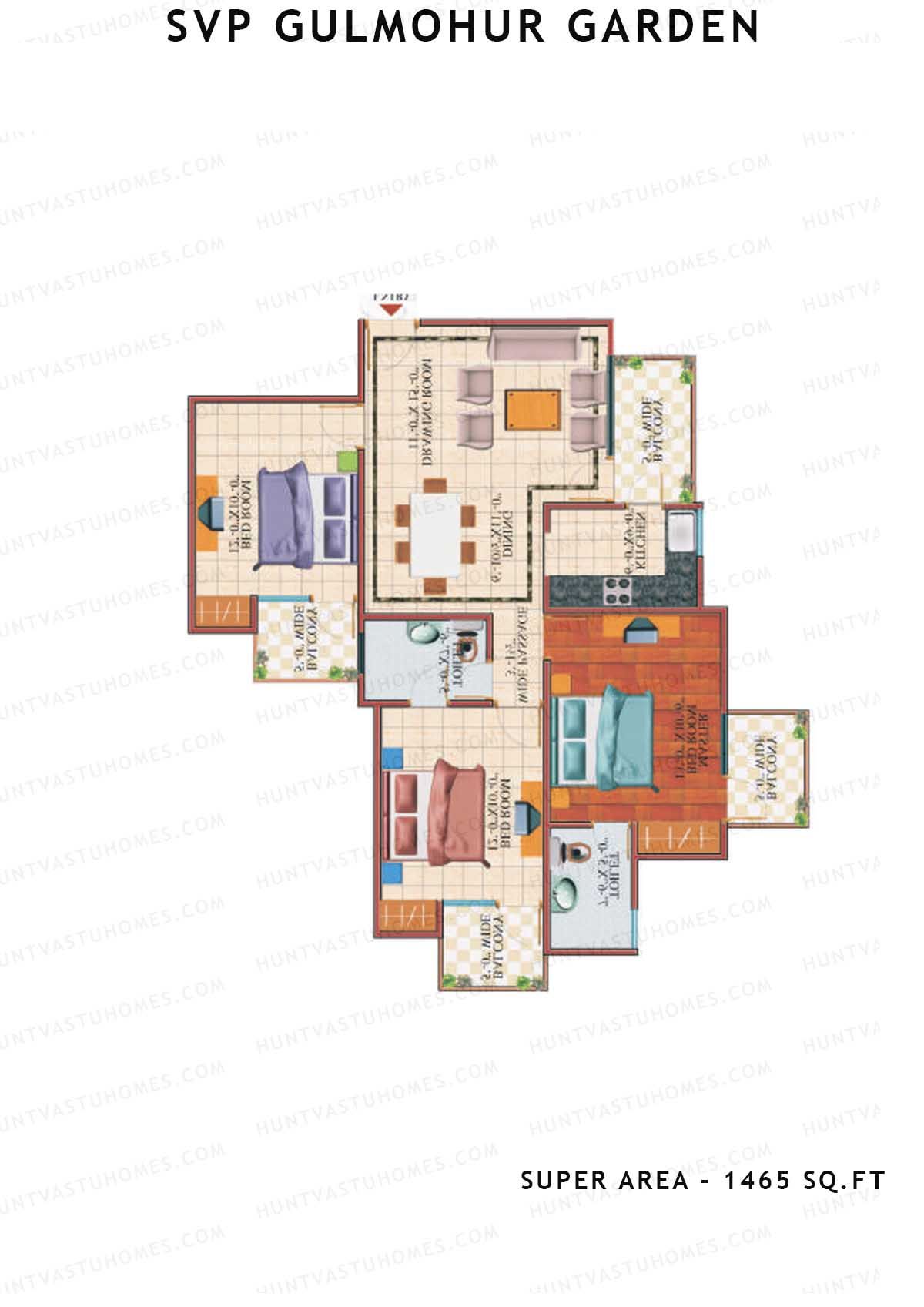 Svp Gulmohur Garden Tower 23 Unit 3 (Type Iris) Floor Plan