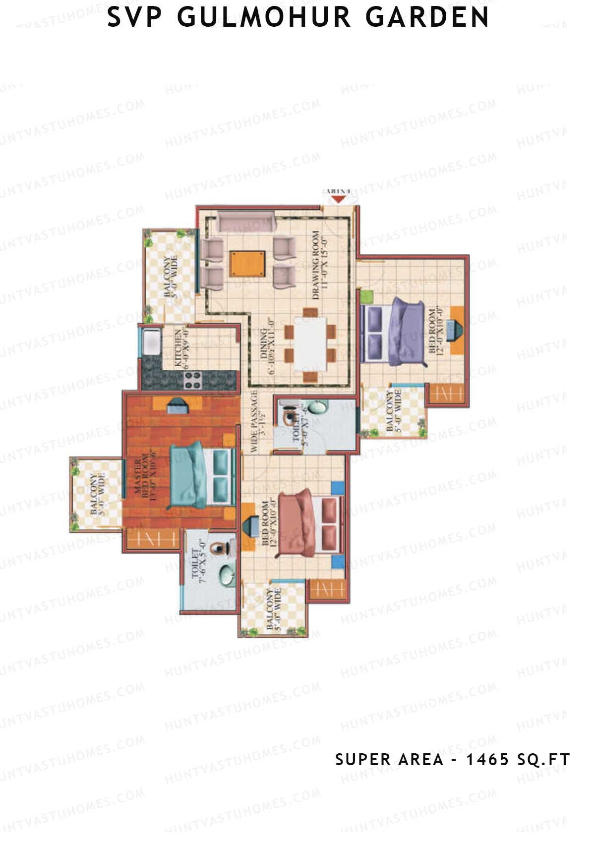 Svp Gulmohur Garden Tower 23 Unit 4 (Type Iris) Floor Plan