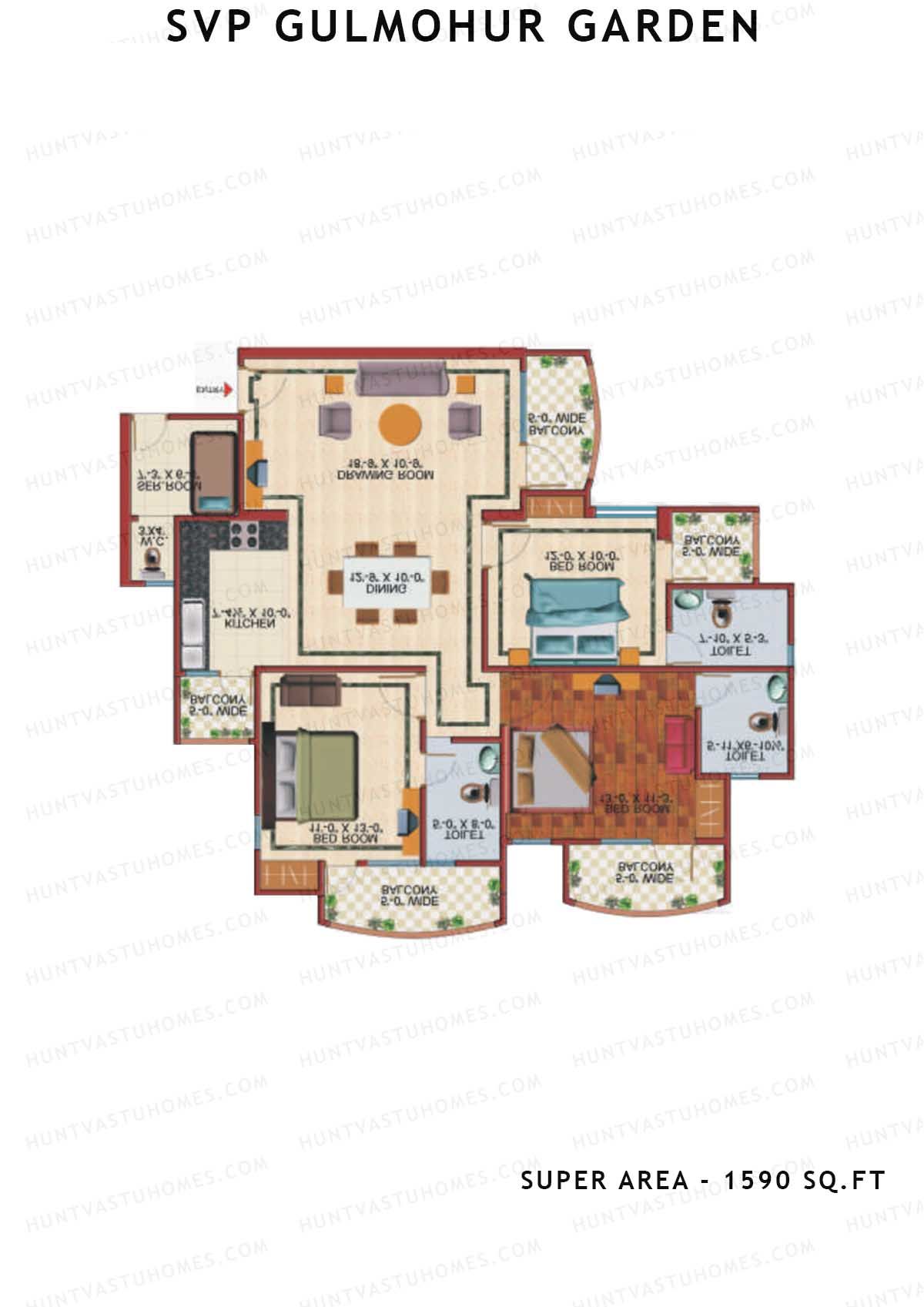 Svp Gulmohur Garden Tower 4 Unit 4 (Type Lotus) Floor Plan