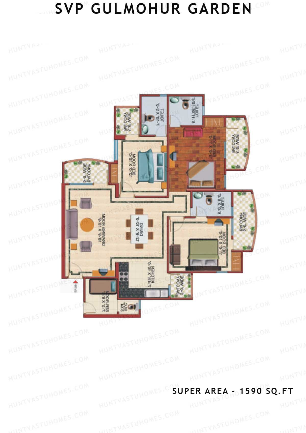 Svp Gulmohur Garden Tower 5 Unit 6 (Type Lotus) Floor Plan