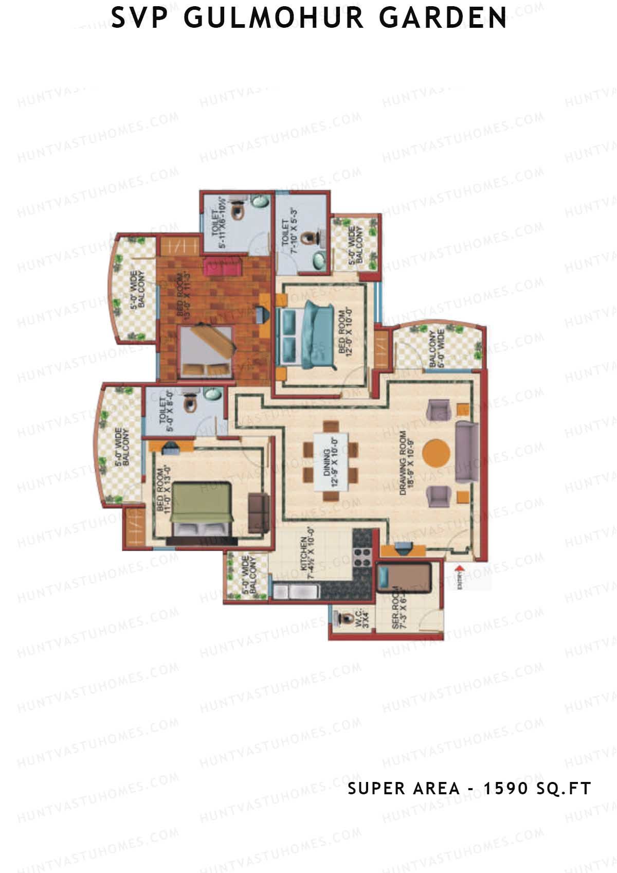 Svp Gulmohur Garden Tower 6 Unit 6 (Type Lotus) Floor Plan