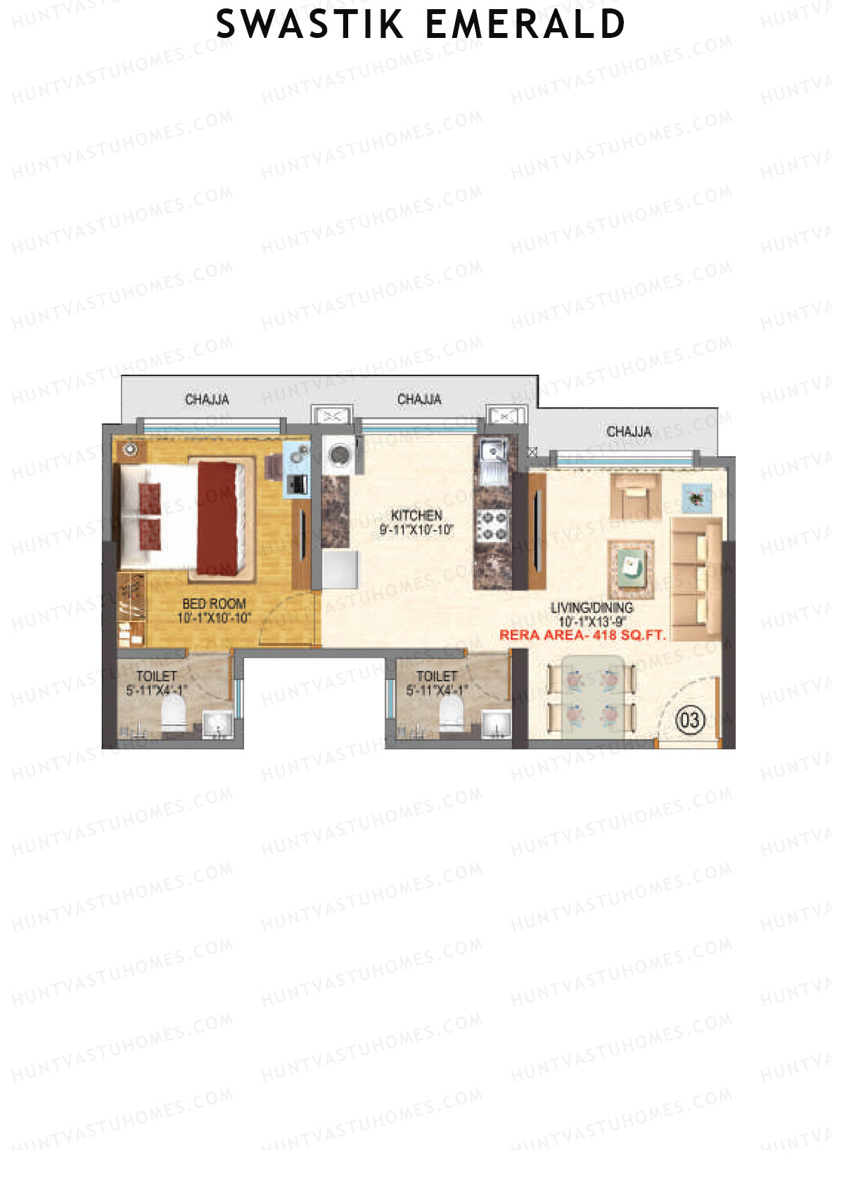 Swastik Emerald Tower 1 Unit 3 Floor Plan