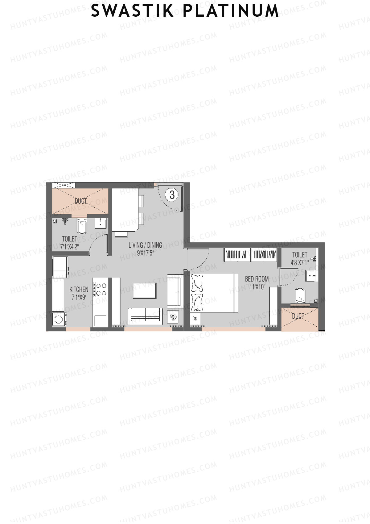 Swastik Platinum Wing B Unit 3 Floor Plan