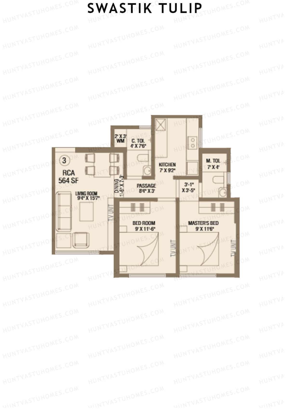 Swastik Tulip Tower A Unit 3 Floor Plan