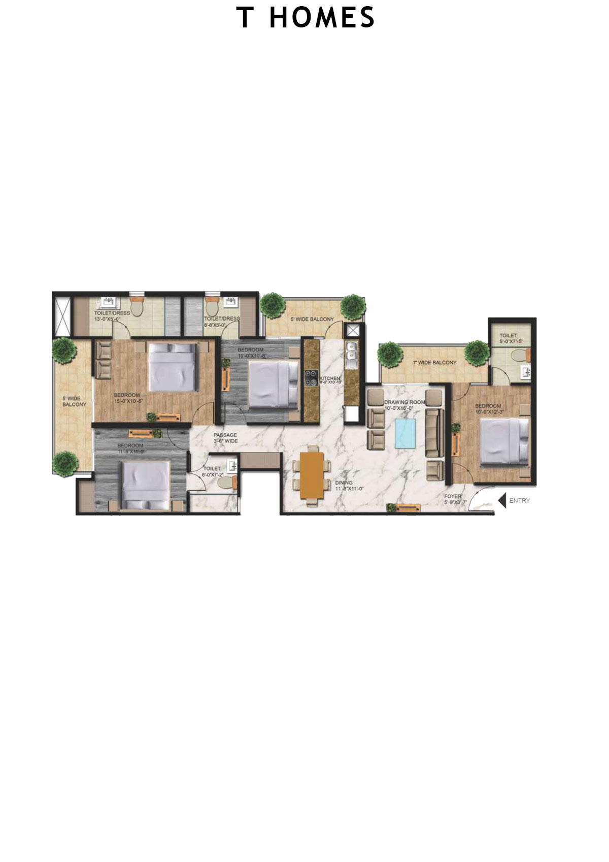 T Homes Tower A Unit 1 Floor Plan