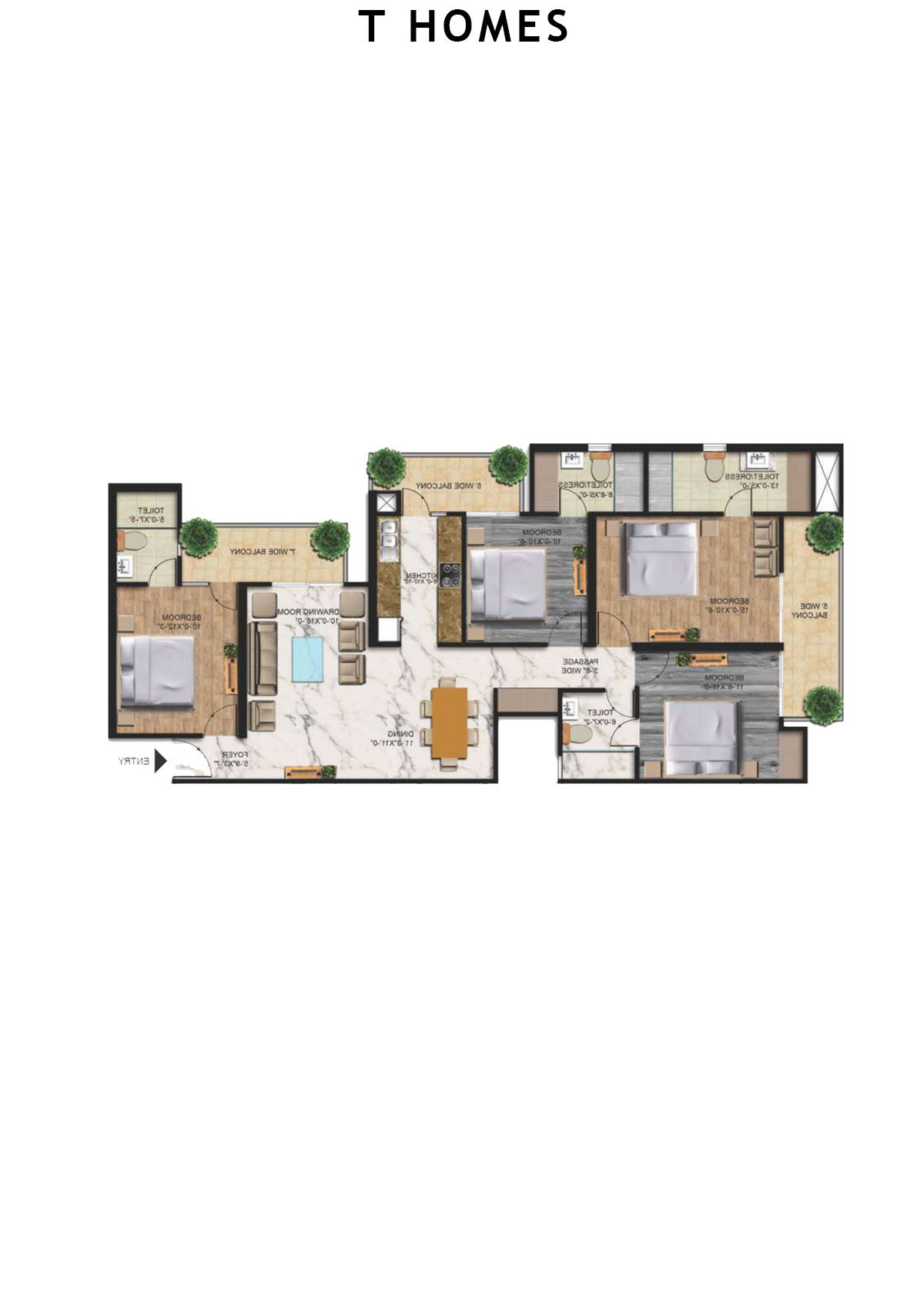 T Homes Tower A Unit 2 Floor Plan