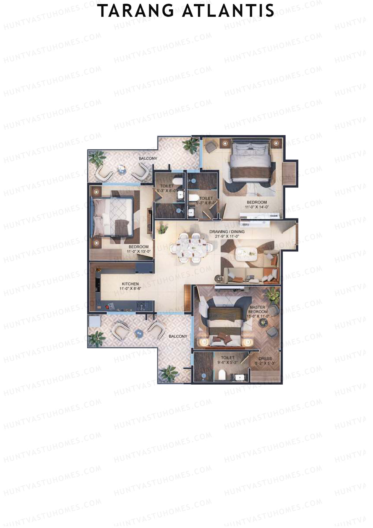 Tarang Atlantis Tower A Unit 2 (Type 2) Floor Plan