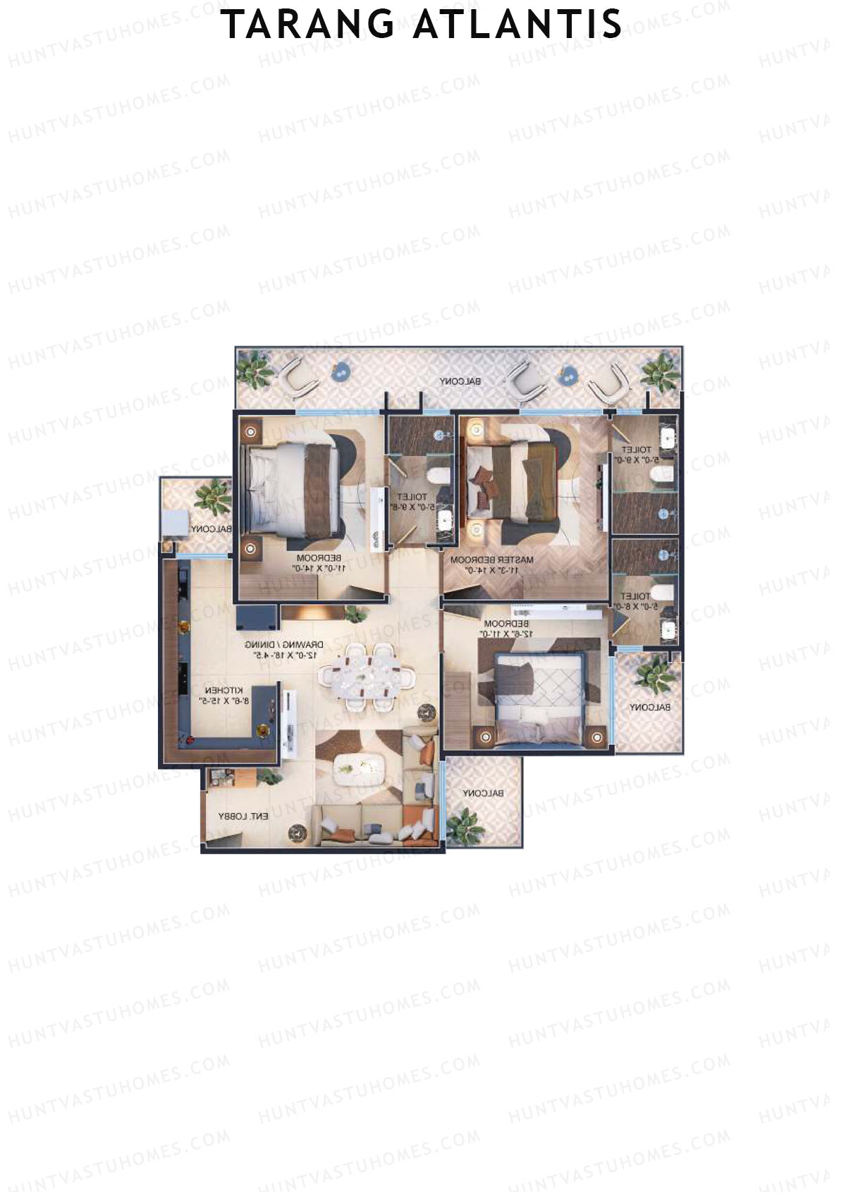 Tarang Atlantis Tower B Unit 2 (Type 1) Floor Plan
