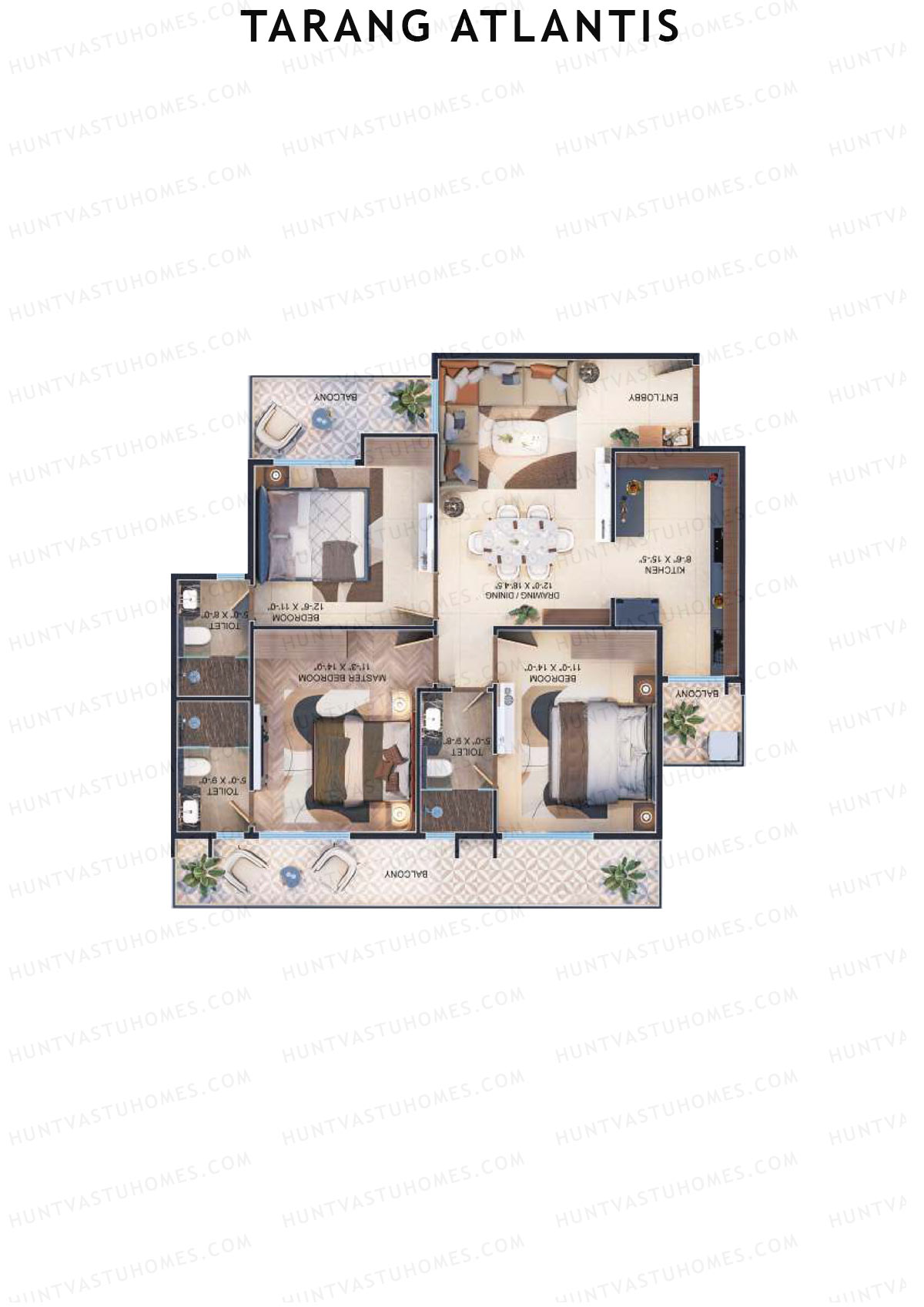 Tarang Atlantis Tower B Unit 5 (Type 3) Floor Plan