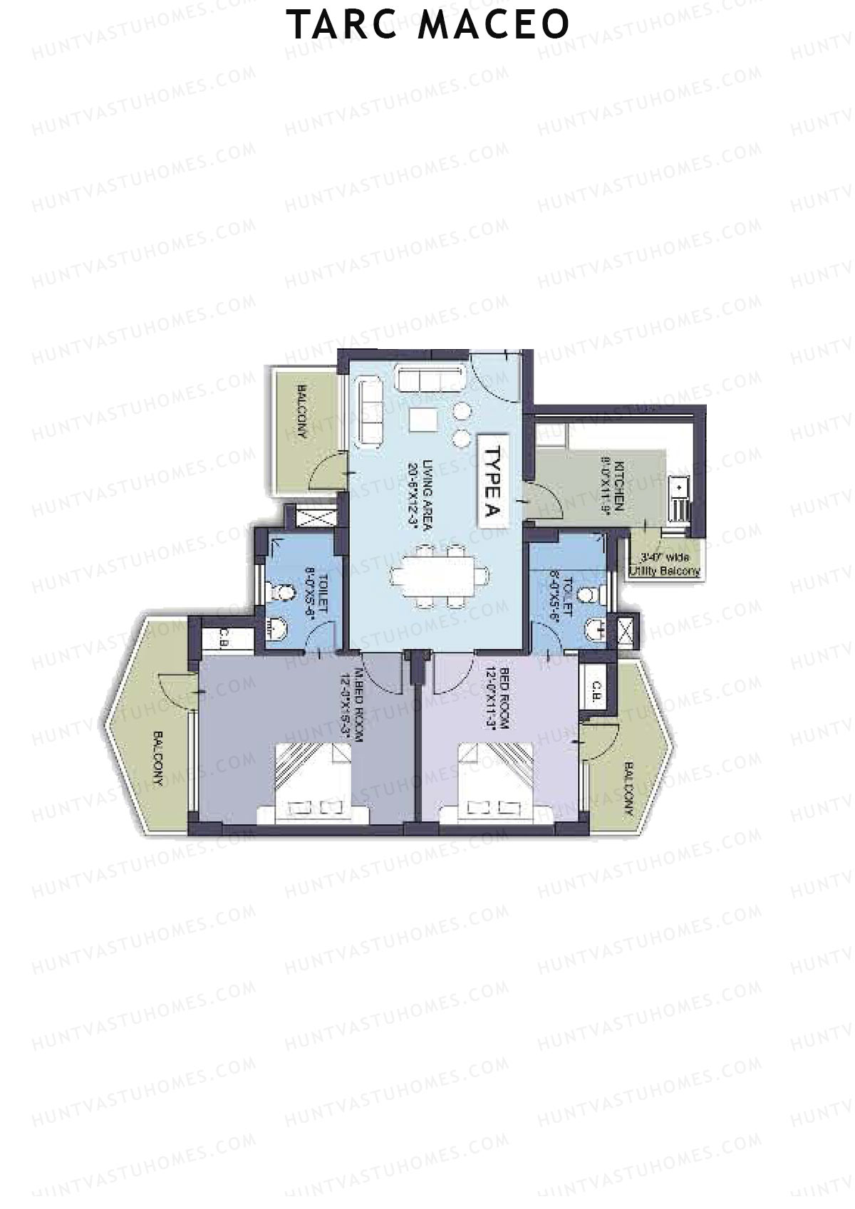Tarc Maceo Tower J Unit 1 (Type A) Floor Plan