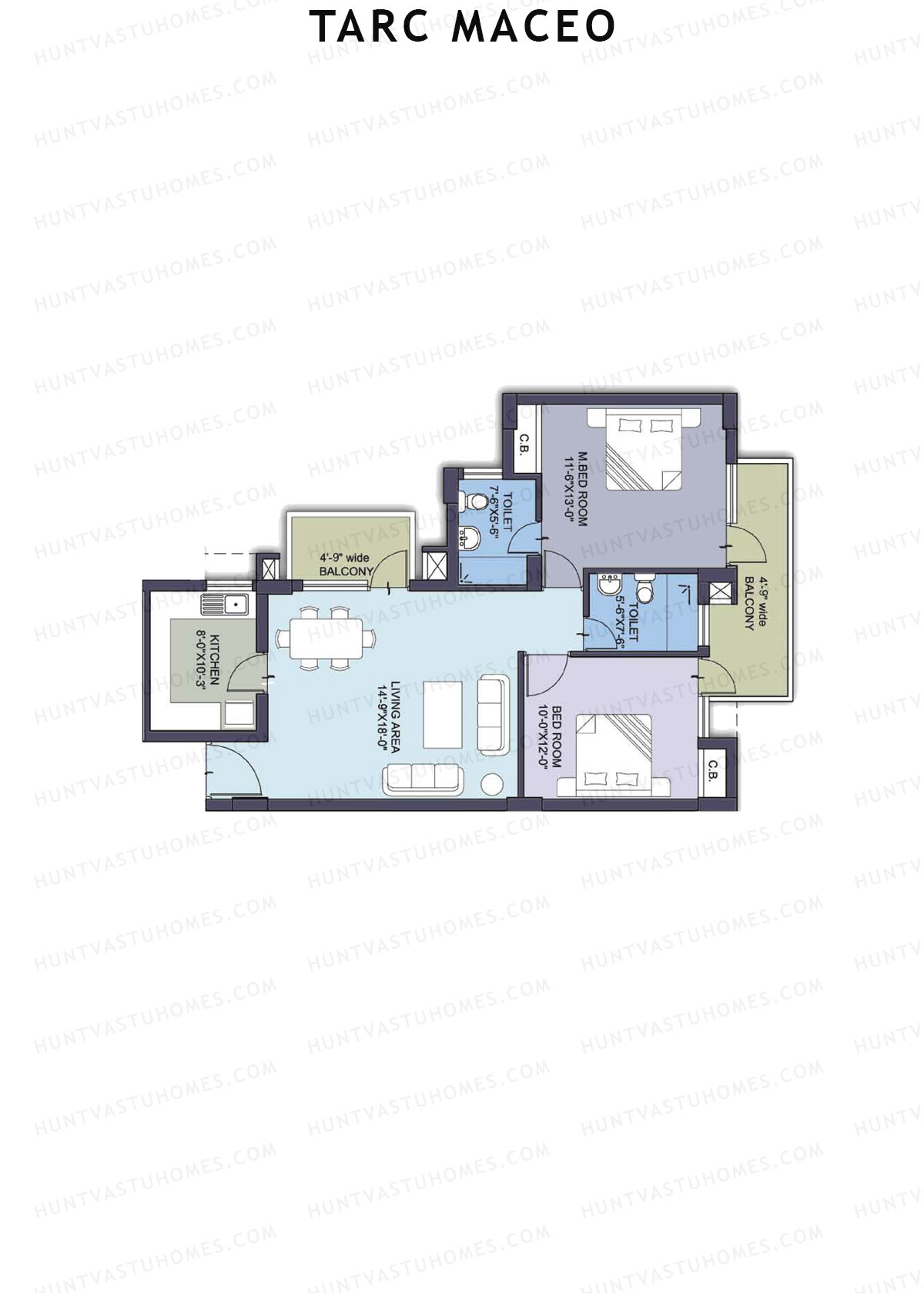 Tarc Maceo Tower J Unit 3 (Type B) Floor Plan