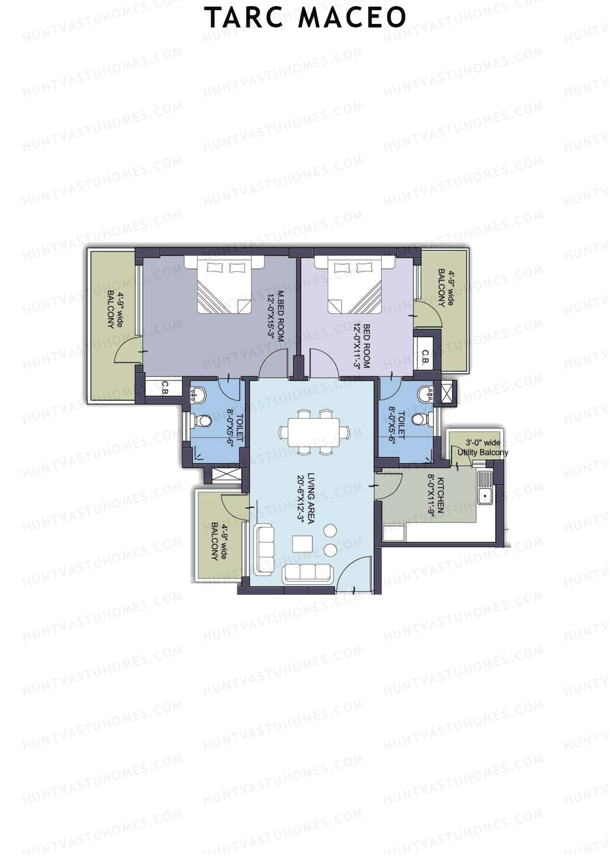 Tarc Maceo Tower K Unit 2 (Type A) Floor Plan