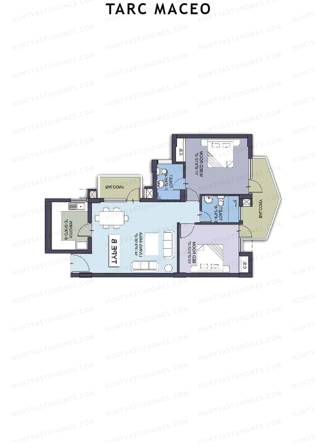 Tarc Maceo Tower K Unit 3 (Type B) Floor Plan