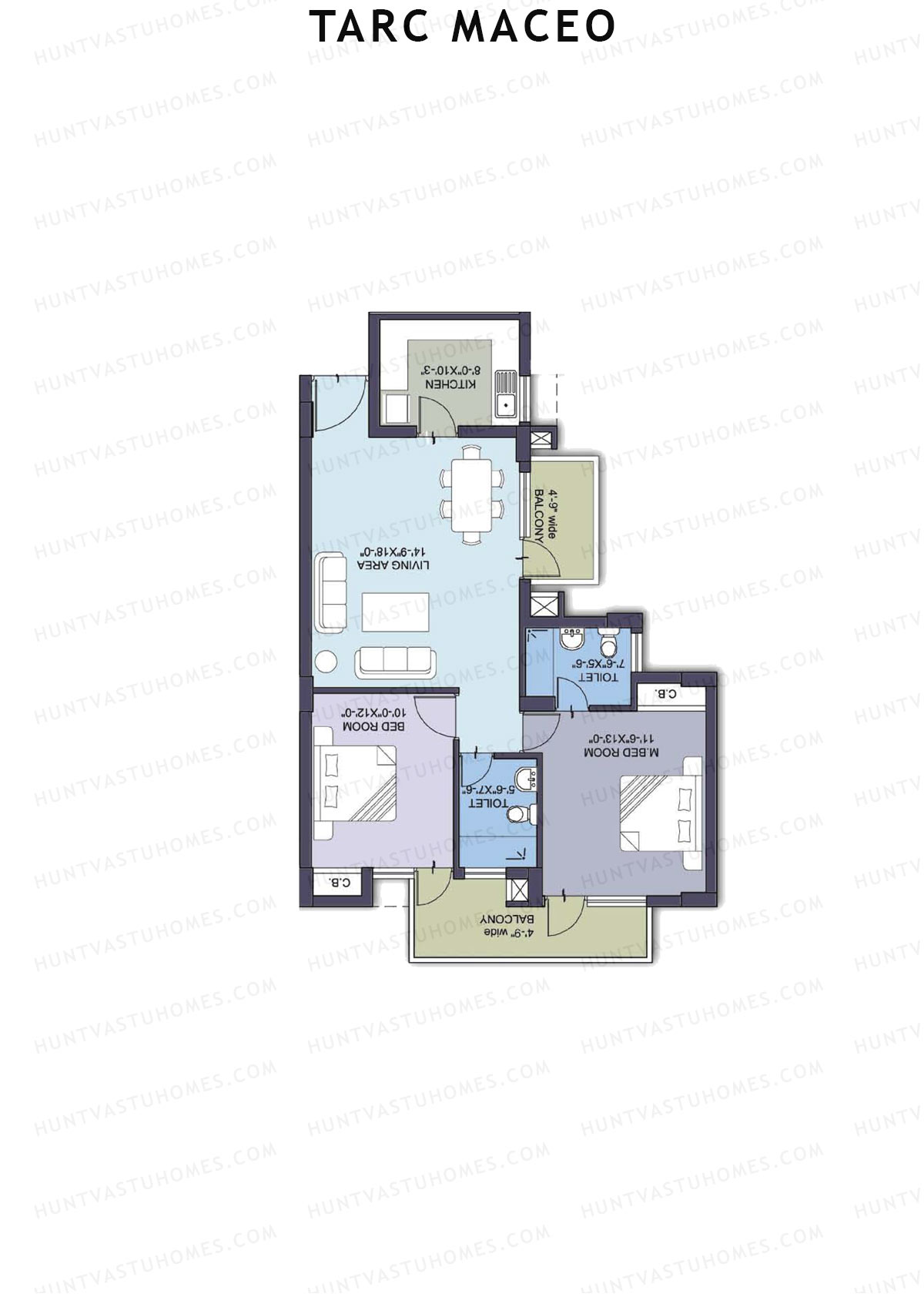 Tarc Maceo Tower N Unit 3 (Type B) Floor Plan