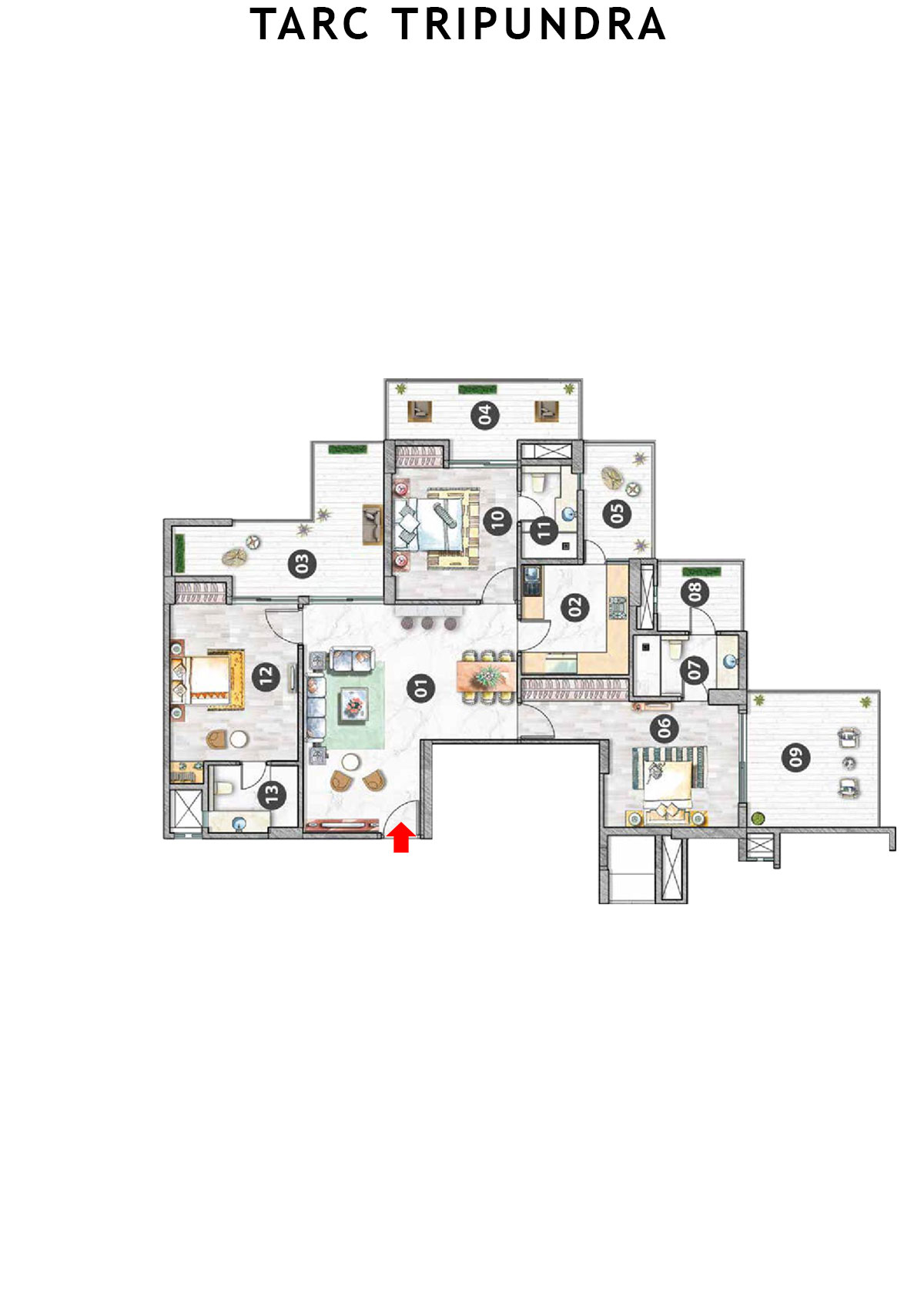 Tarc Tripundra Tower A Unit 2 (Type C) Floor Plan