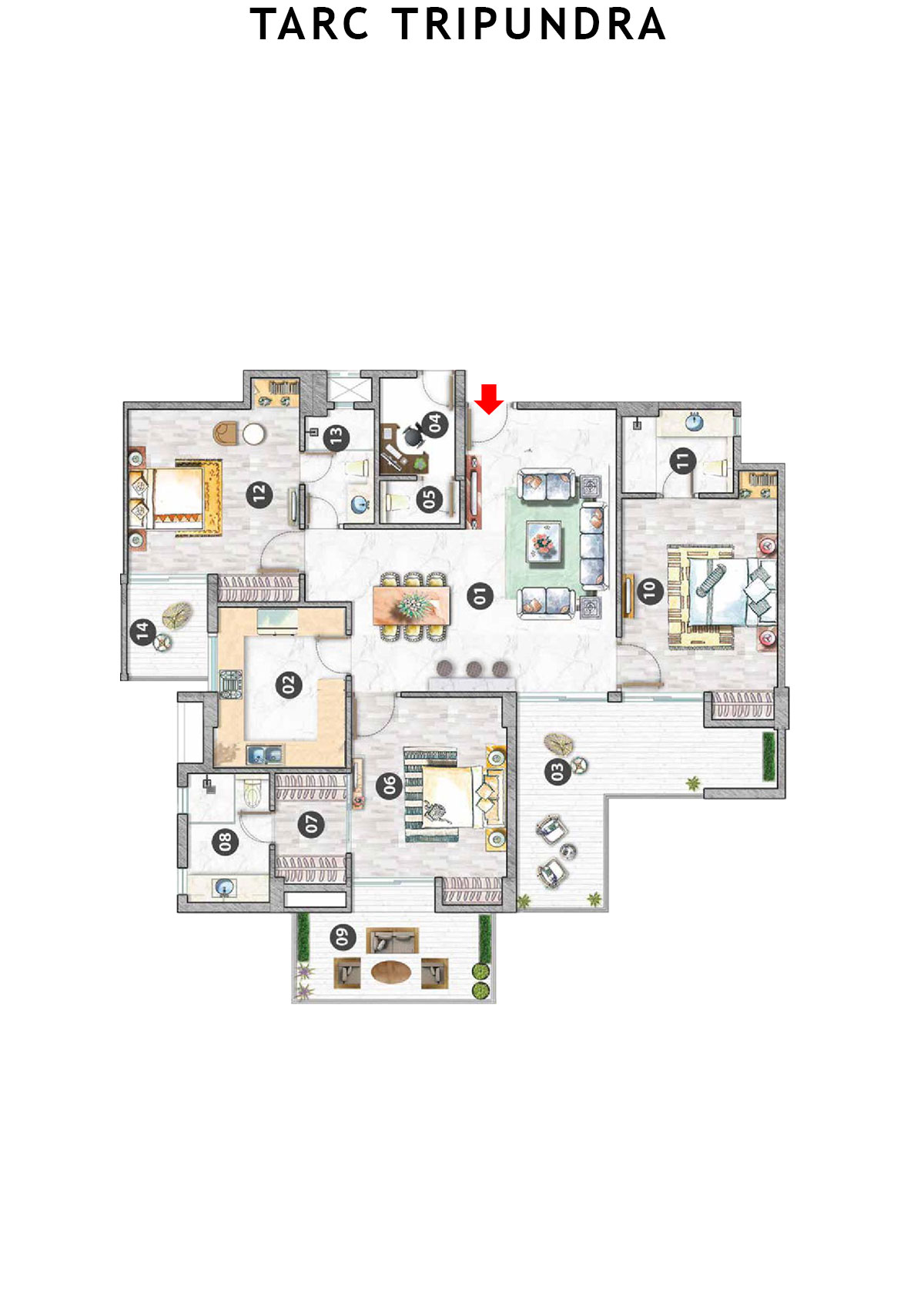 Tarc Tripundra Tower A Unit 3 (Type B) Floor Plan